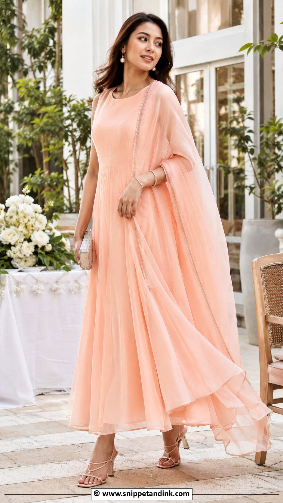 Chiffon Gown With Dupatta - Snippet and Ink - 30 Gown with Dupatta Ideas