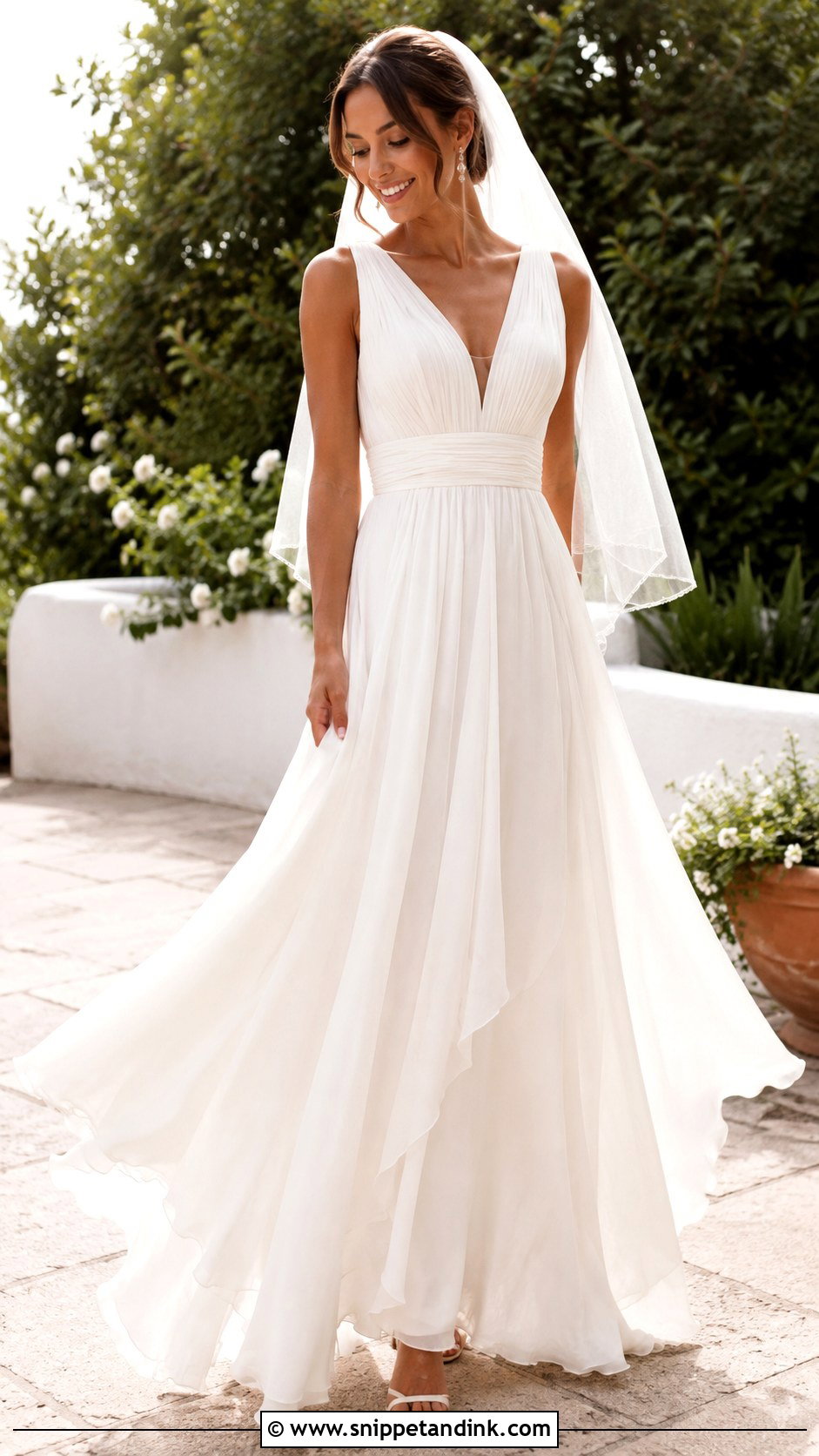 Chiffon Greek Wedding Dress - Snippet and Ink - 20 Greek Wedding Dresses