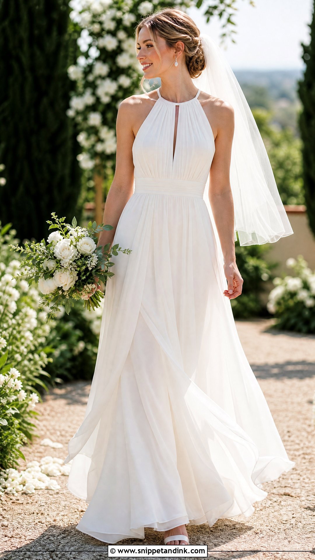 Chiffon Halter Neck Wedding Gown - Snippet and Ink - 20 Halter Neck Wedding Gown Ideas