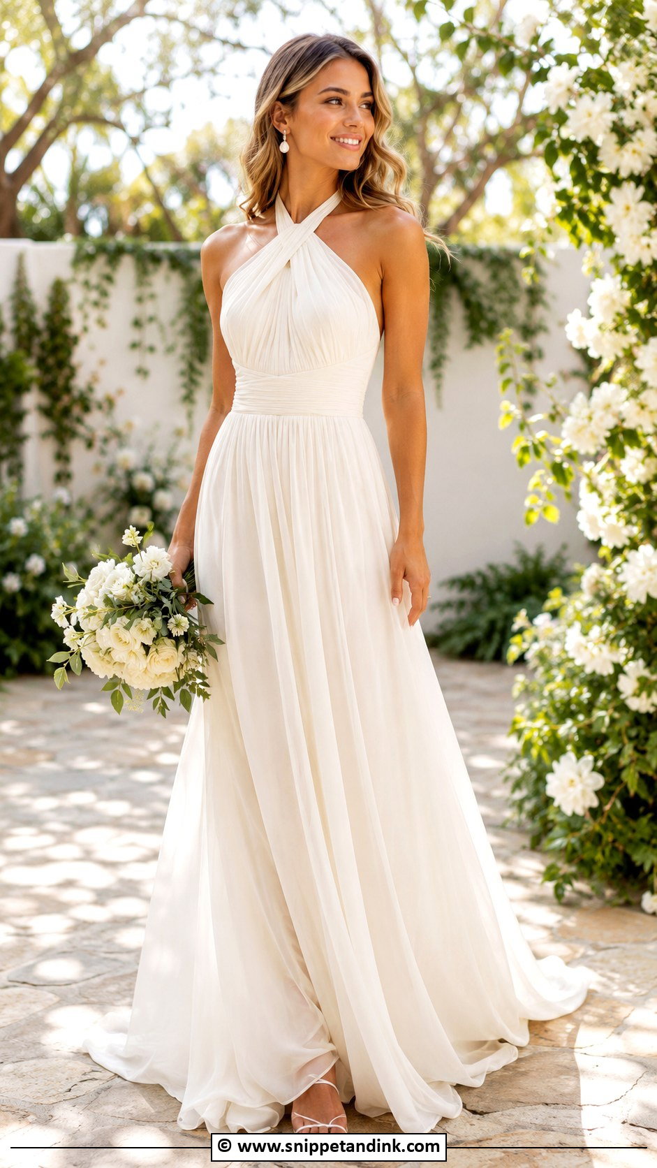 Chiffon Halter Wedding Dress - Snippet and Ink - 25 Halter Top Wedding Dress Ideas