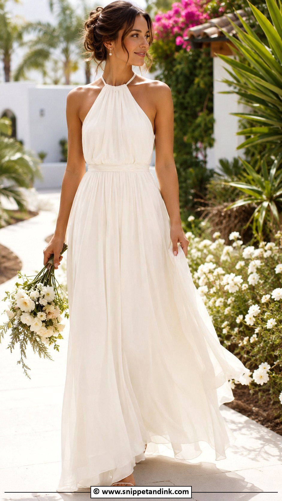 Chiffon Halter Wedding Dress - Snippet and Ink - 30 Halter Neck Wedding Dress Ideas