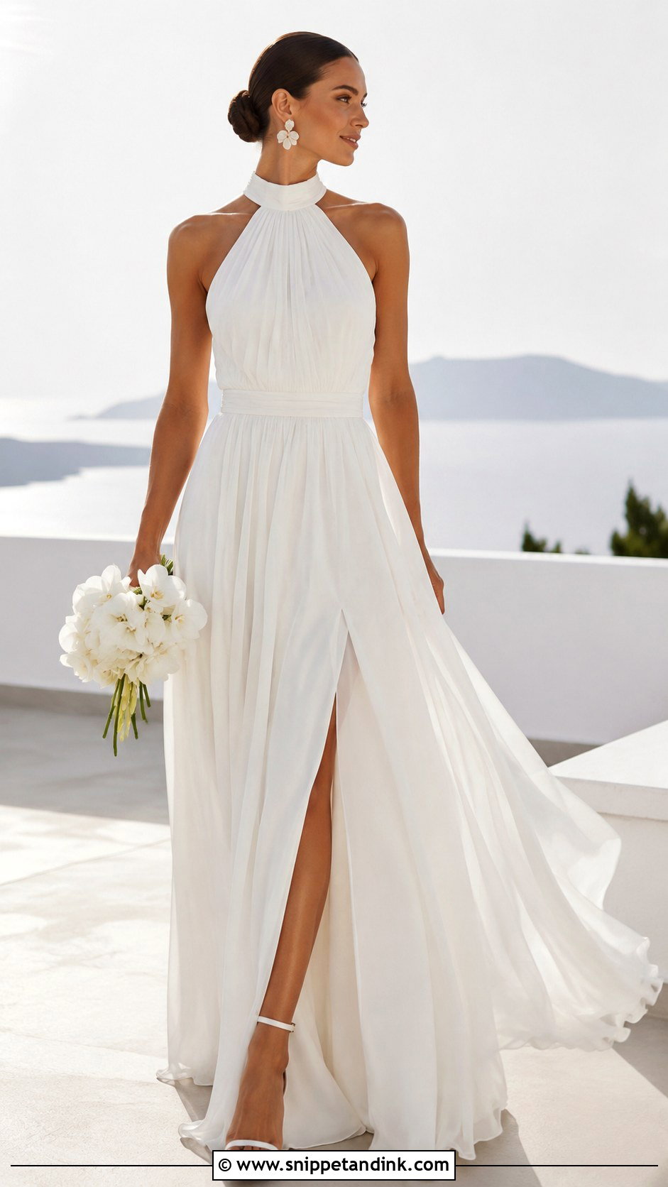 Chiffon Halter Wedding Dress - Snippet and Ink - 30 Chiffon Wedding Dress Ideas