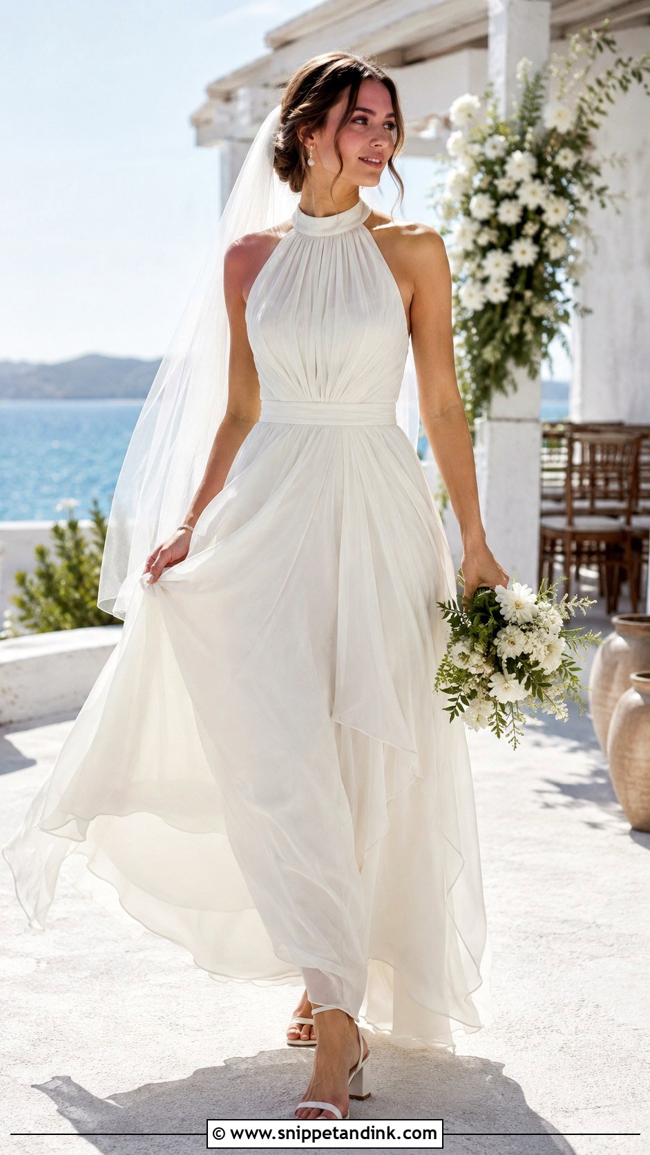 Chiffon High Neck Halter Wedding Dress - Snippet and Ink - 20 High Neck Halter Wedding Dress Ideas