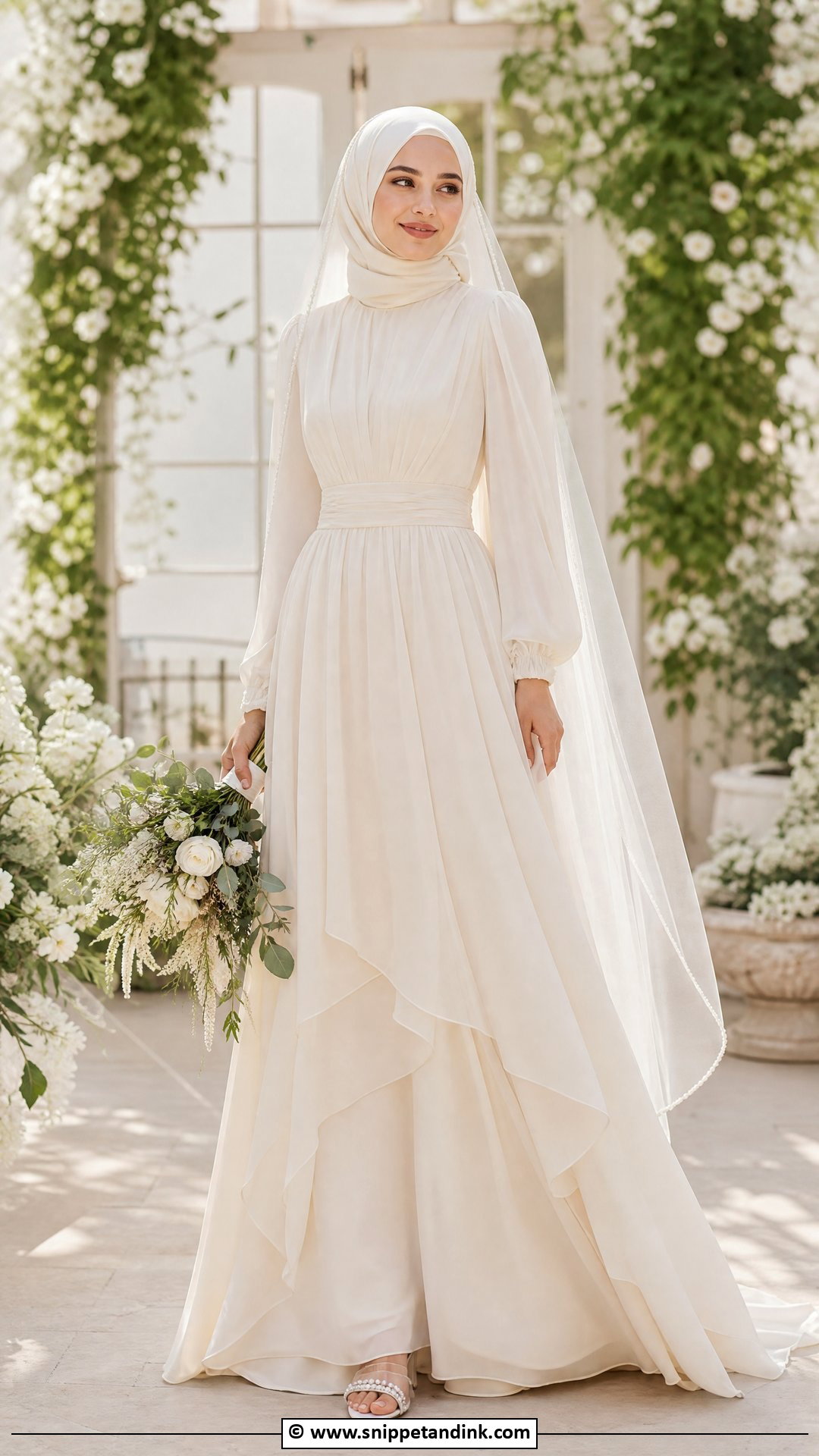 Chiffon Hijab Bride Dress - Snippet and Ink - 35 Hijab Bride Ideas