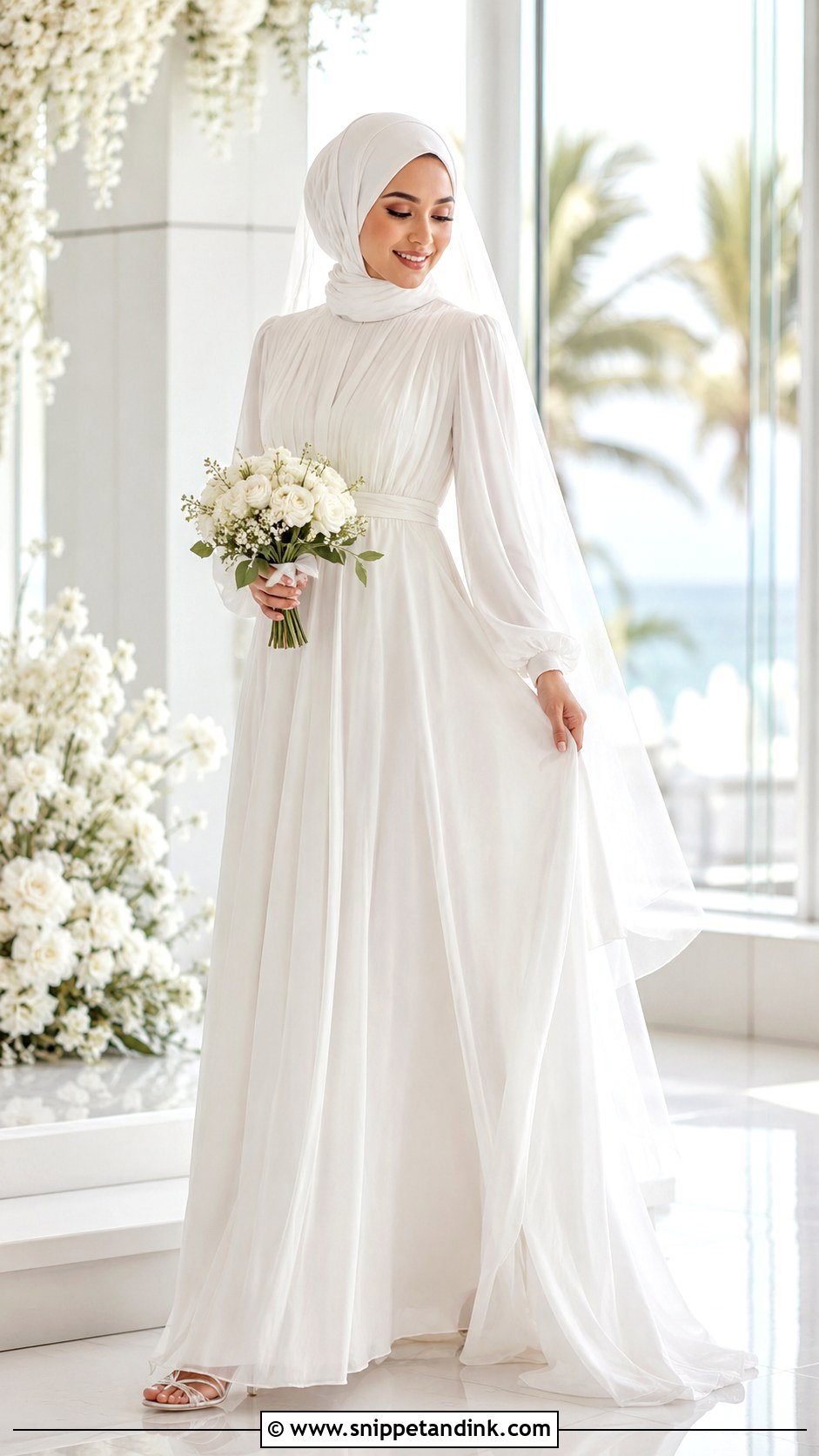 Chiffon Hijab Wedding Dress - Snippet and Ink - 25 Elegant Hijab Wedding Dress Ideas