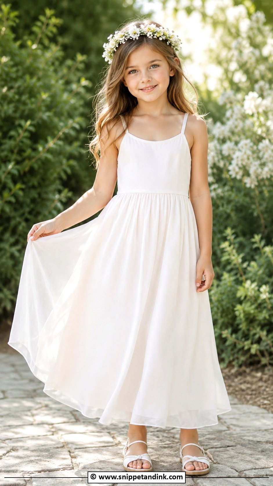 Chiffon Kids Wedding Dress With Flower Crown - Snippet and Ink - 25 Wedding Dress for Kids Ideas