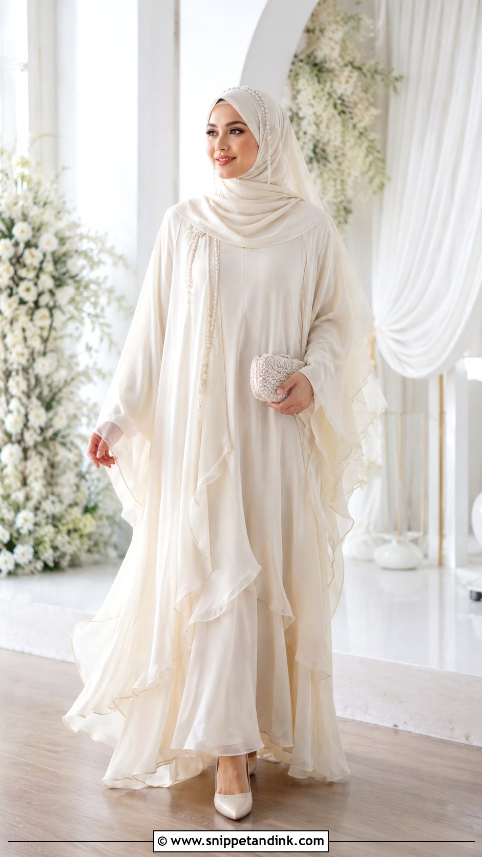Chiffon Layered Bridal Abaya Dress - Snippet and Ink - 25 Abaya Wedding Dress Ideas
