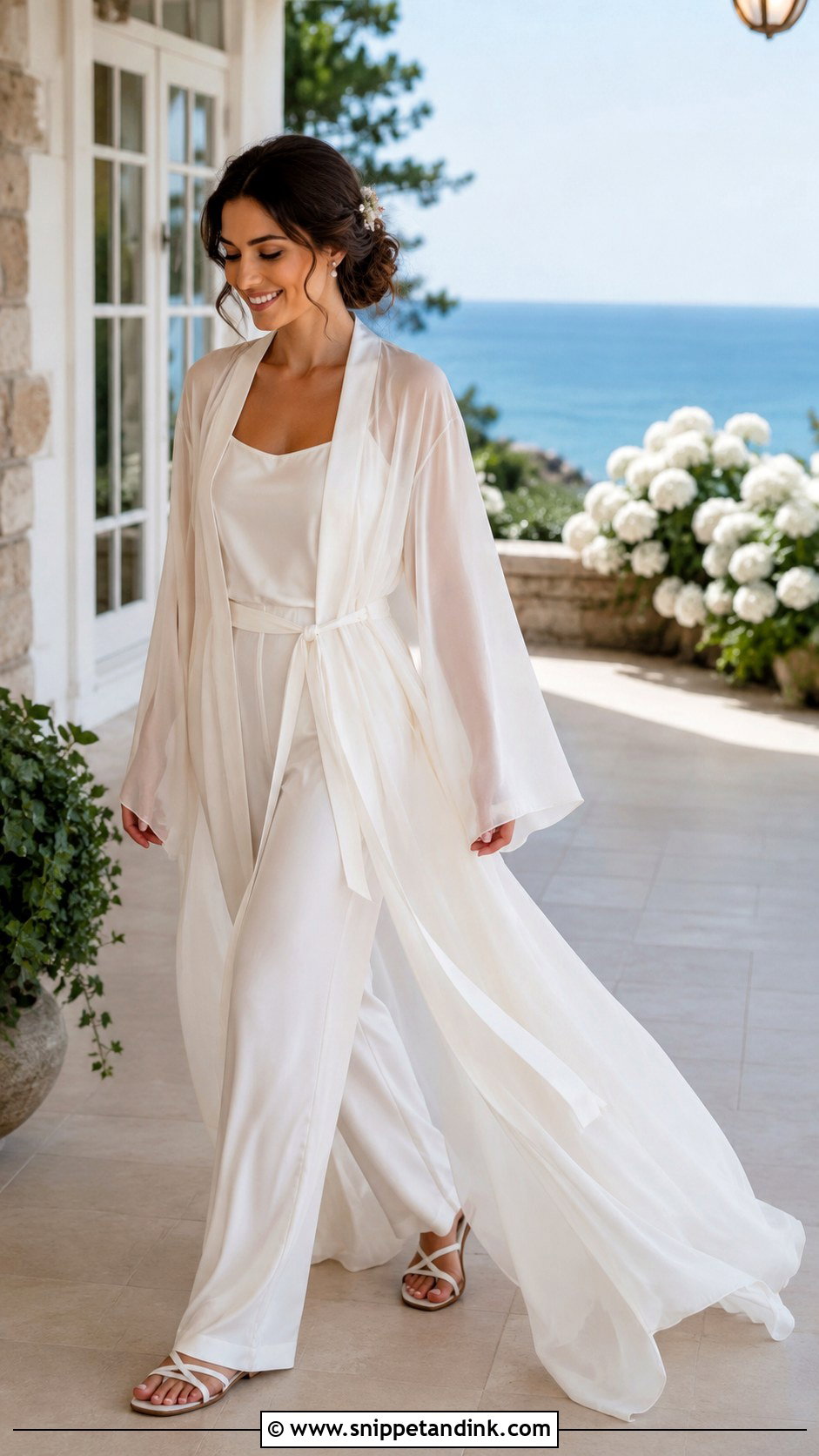 Chiffon Long Bridal Robe Outfit - Snippet and Ink - 20 Long Bridal Robe Ideas