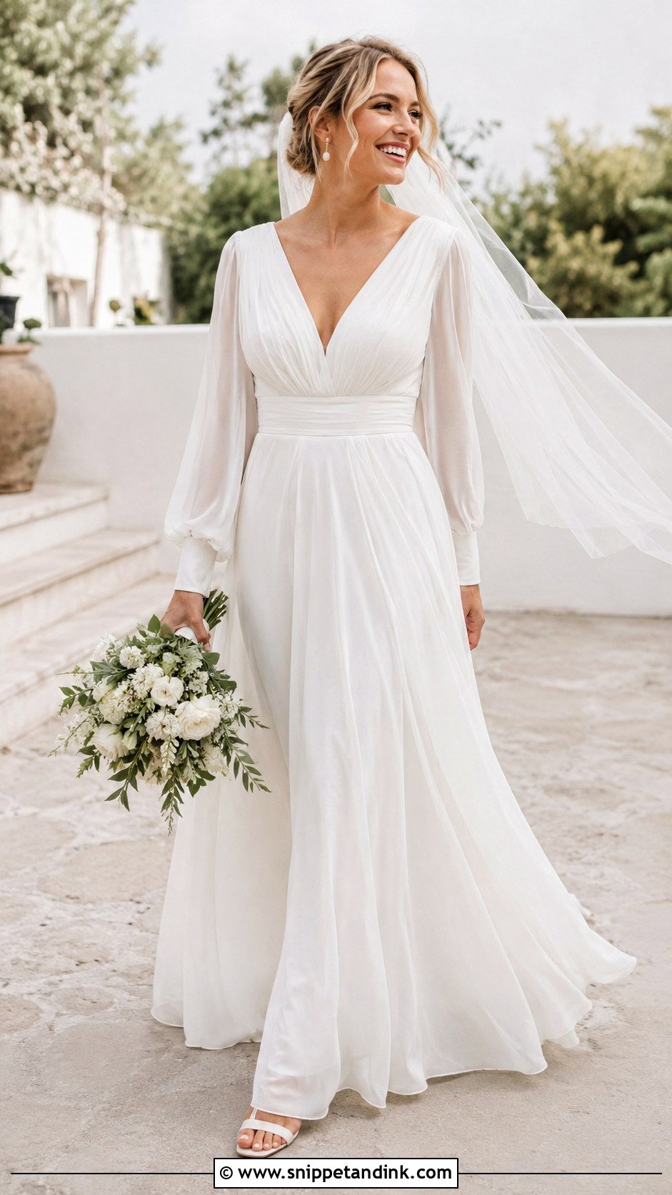 Chiffon Long Sleeve A Line Wedding Dress - Snippet and Ink - 20 Long Sleeve a Line Wedding Dress Ideas