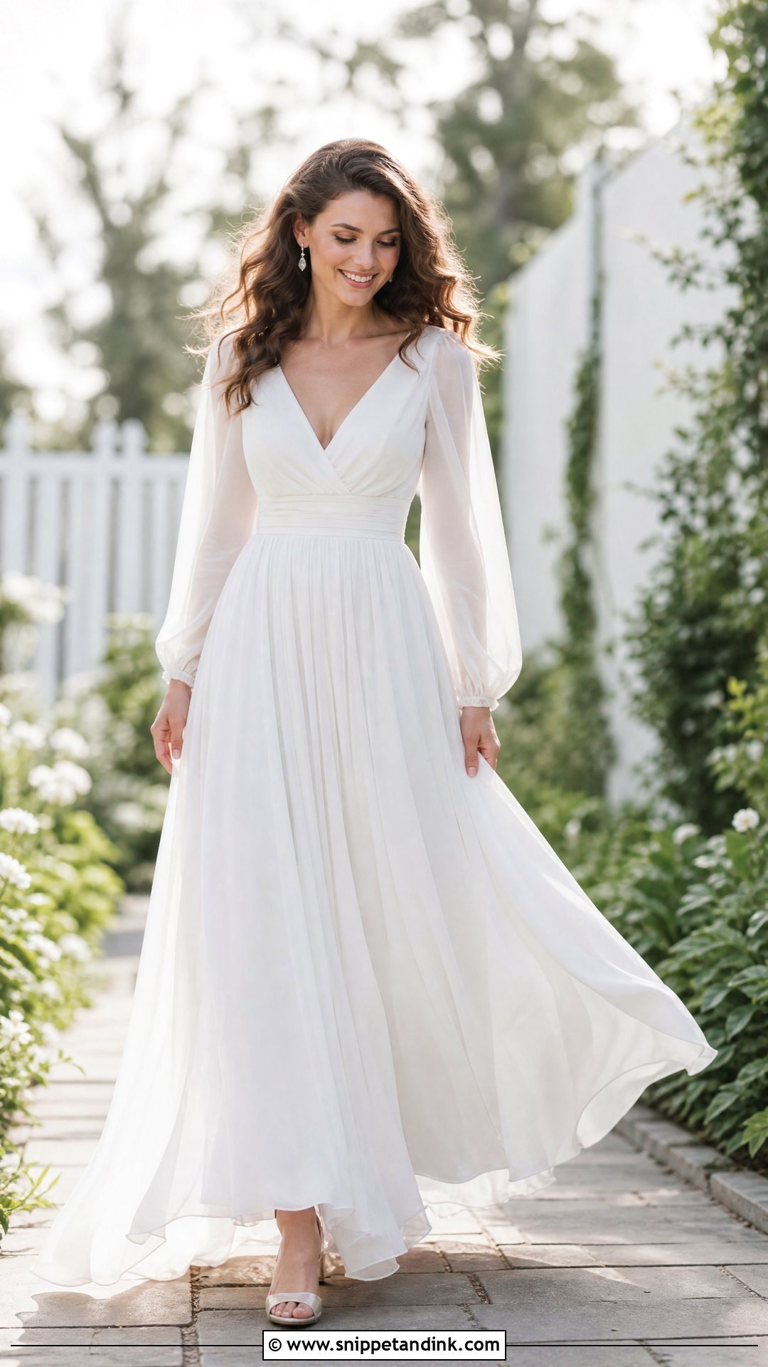 Chiffon Long Sleeve Wedding Dress - Snippet and Ink - 25 Romantic Long Sleeve Wedding Dress Ideas