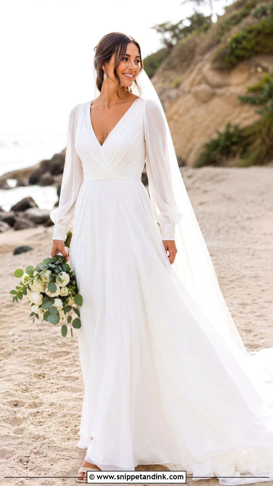 Chiffon Long Sleeve Wedding Dress - Snippet and Ink - 25 Wedding Dresses with Long Sleeves