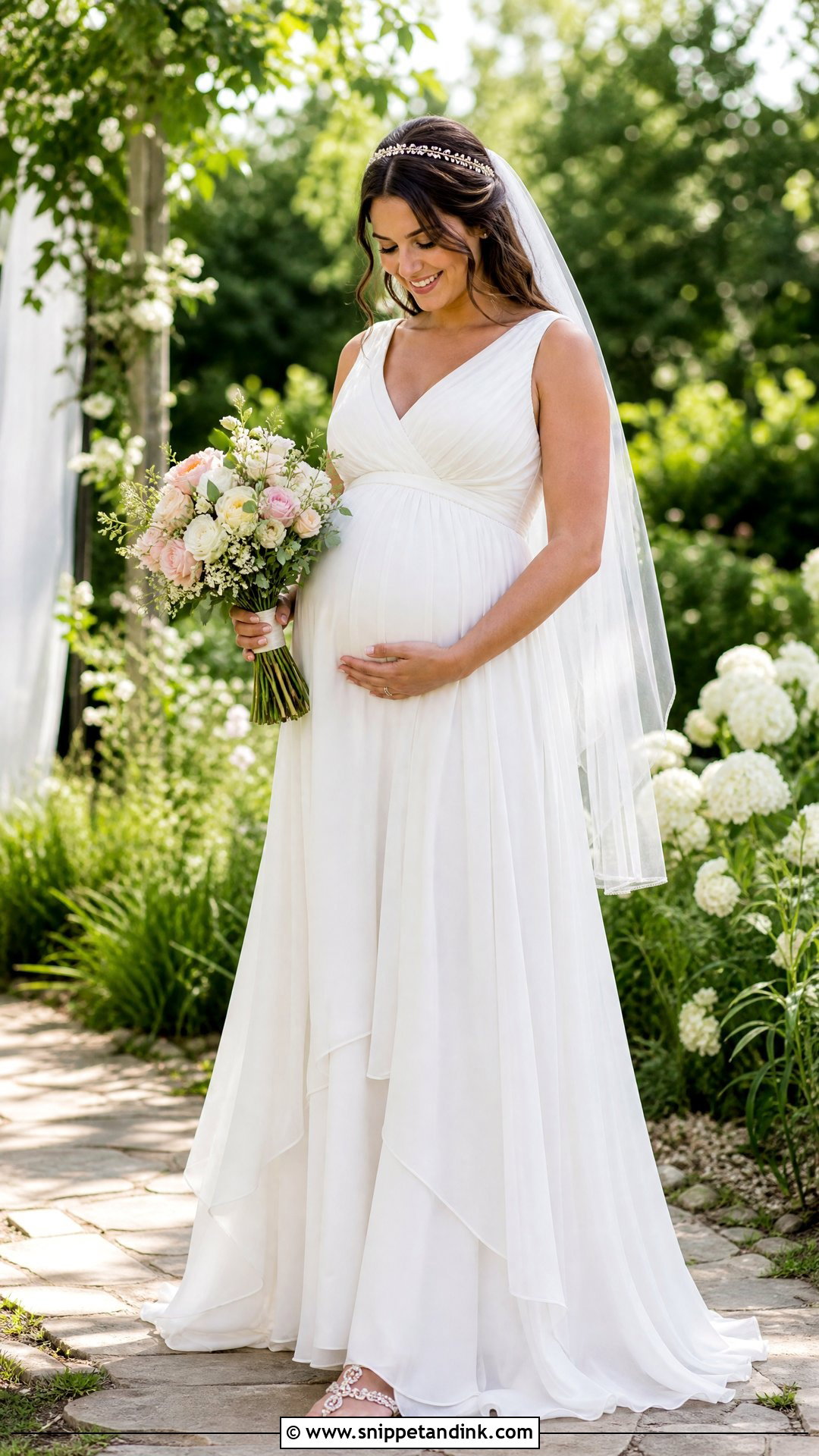 Chiffon Maternity Bridal Gown - Snippet and Ink - 25 Maternity Bridal Gowns