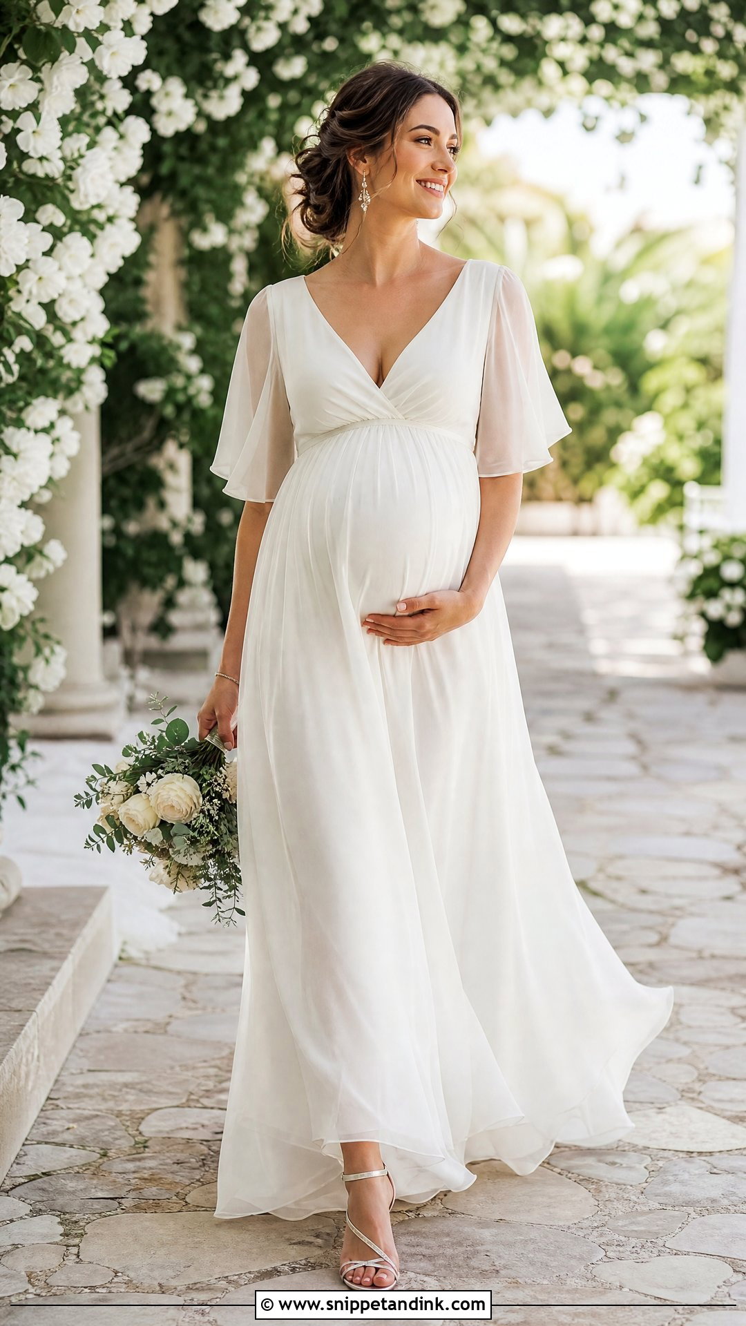 Chiffon Maternity Wedding Dress - Snippet and Ink - 25 Wedding Dress for Pregnant Bride Ideas