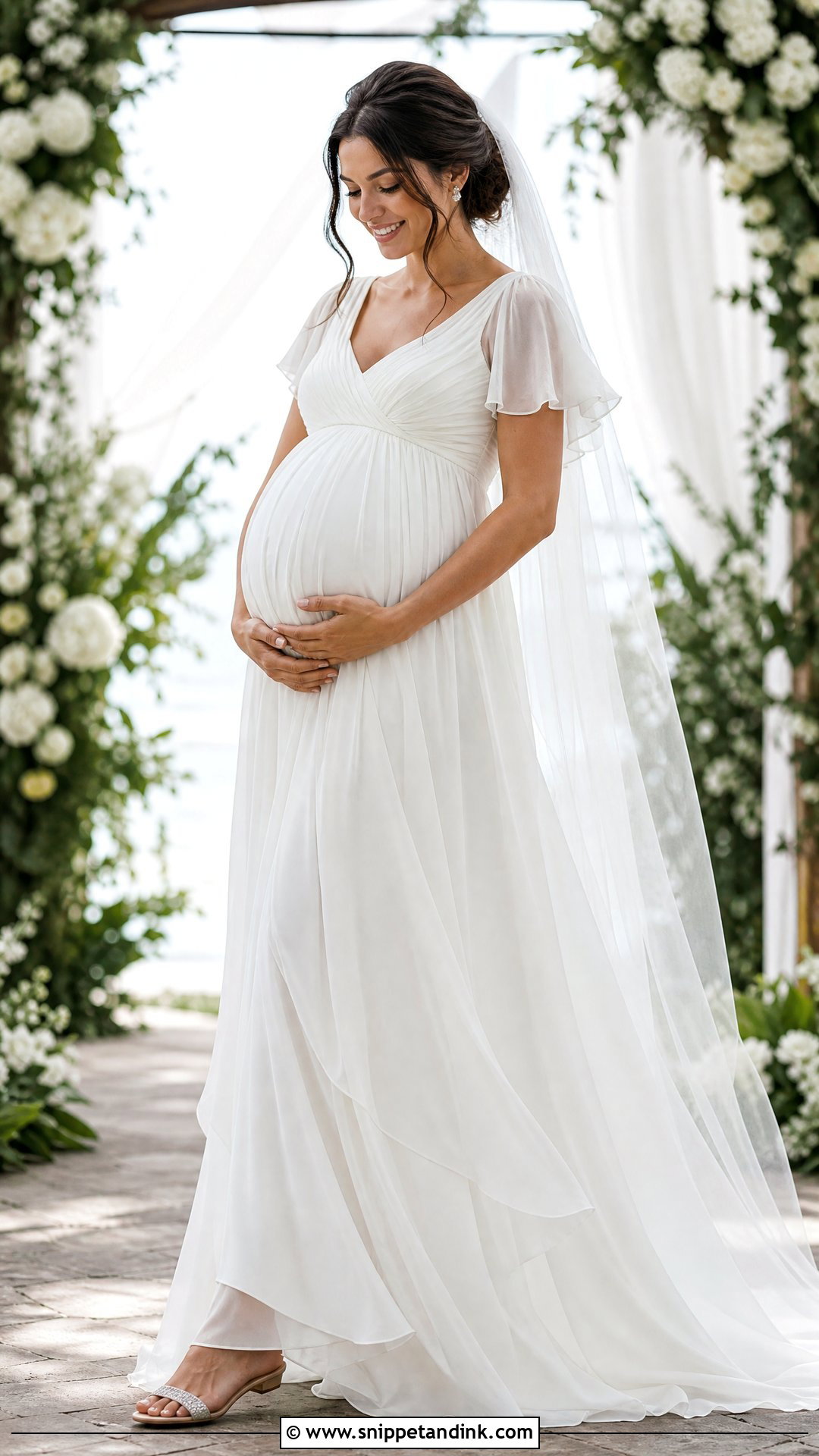 Chiffon Maternity Wedding Dress - Snippet and Ink - 20 Simple Wedding Dress for Pregnant Bride Ideas