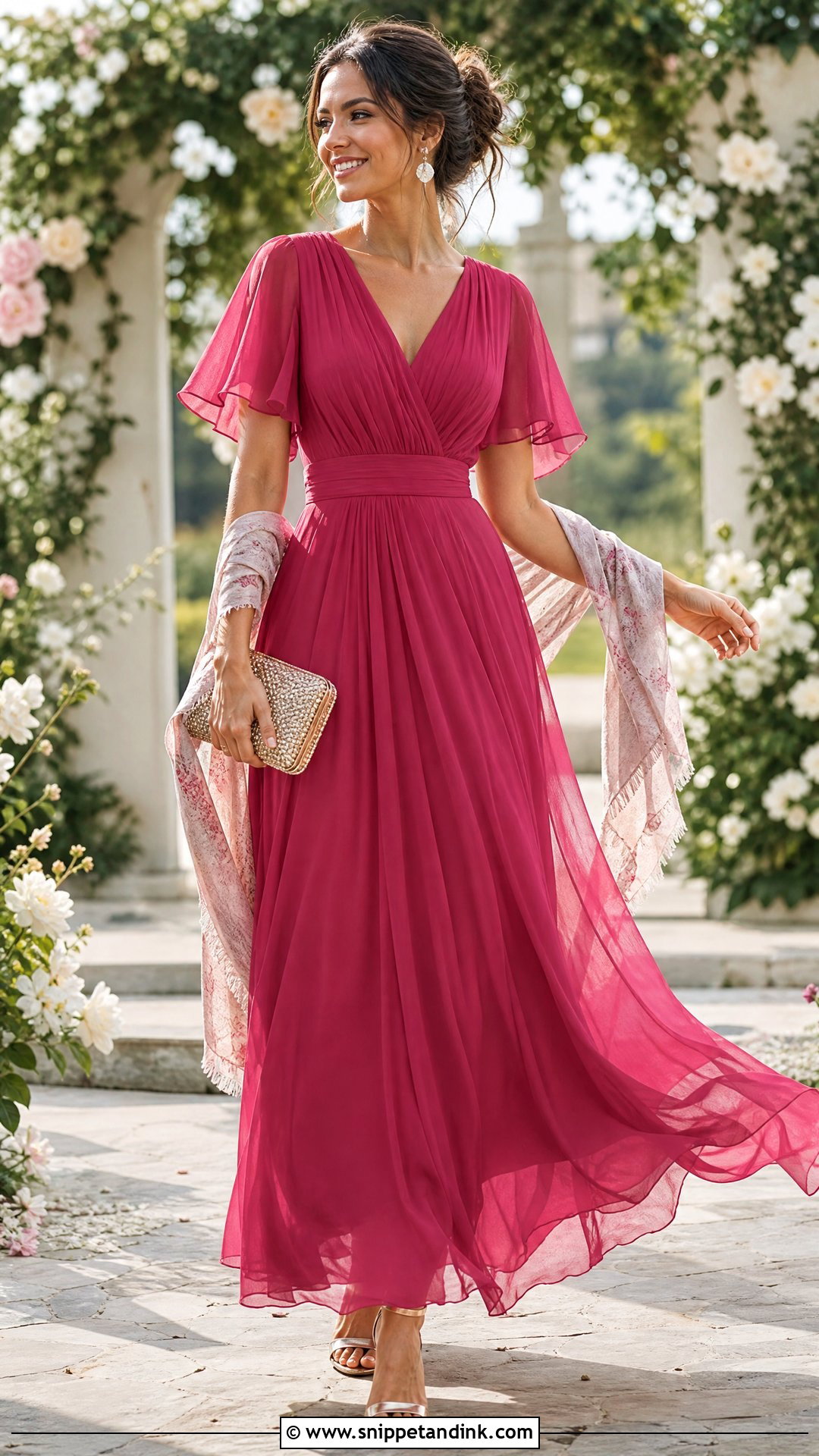 Chiffon Maxi Dress Wedding Party Outfit - Snippet and Ink - 20 Wedding Party Wear Ideas