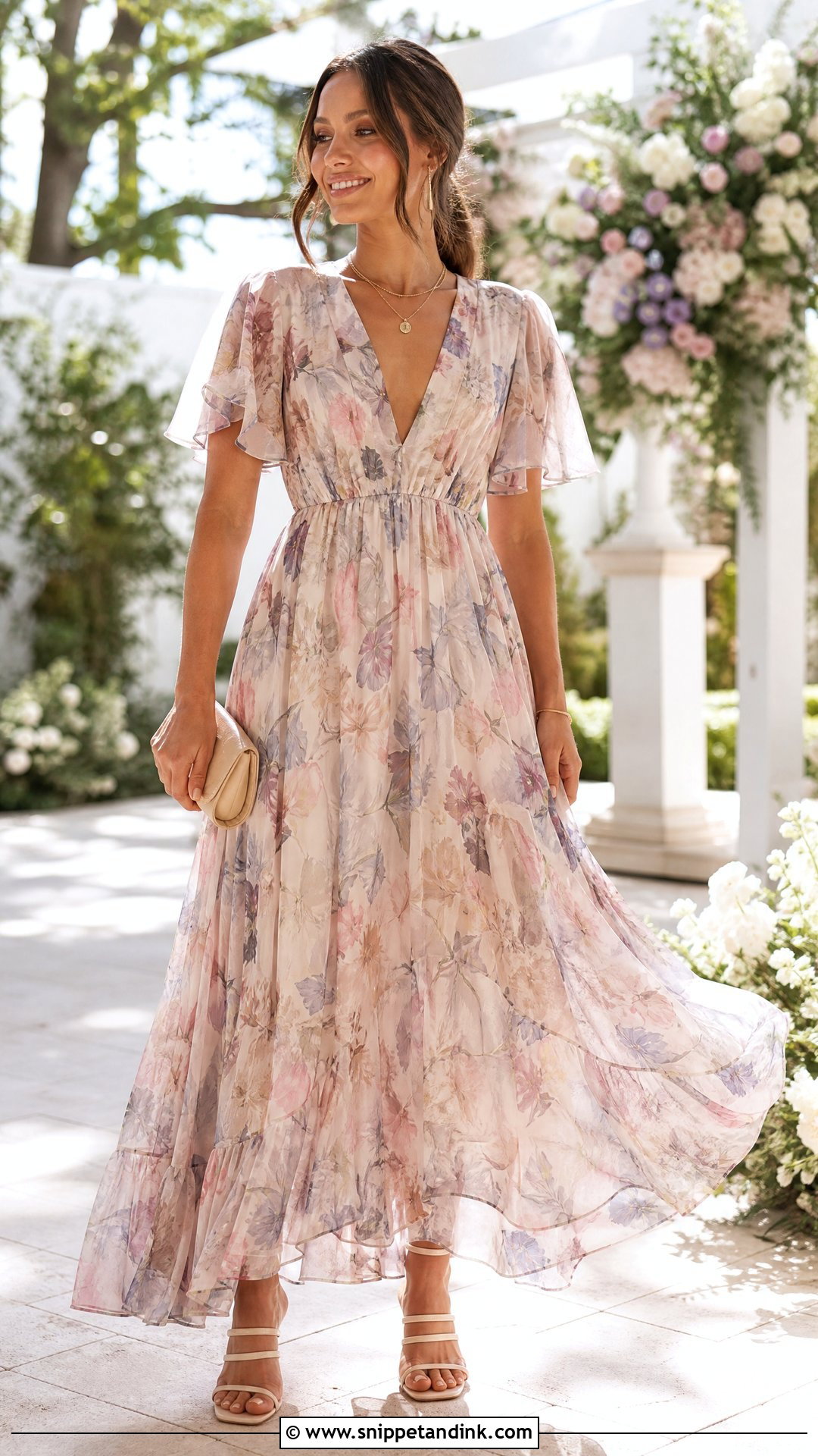 Chiffon Maxi Gown With Strappy Sandals - Snippet and Ink - 20 Simple Gown Styles for Materials