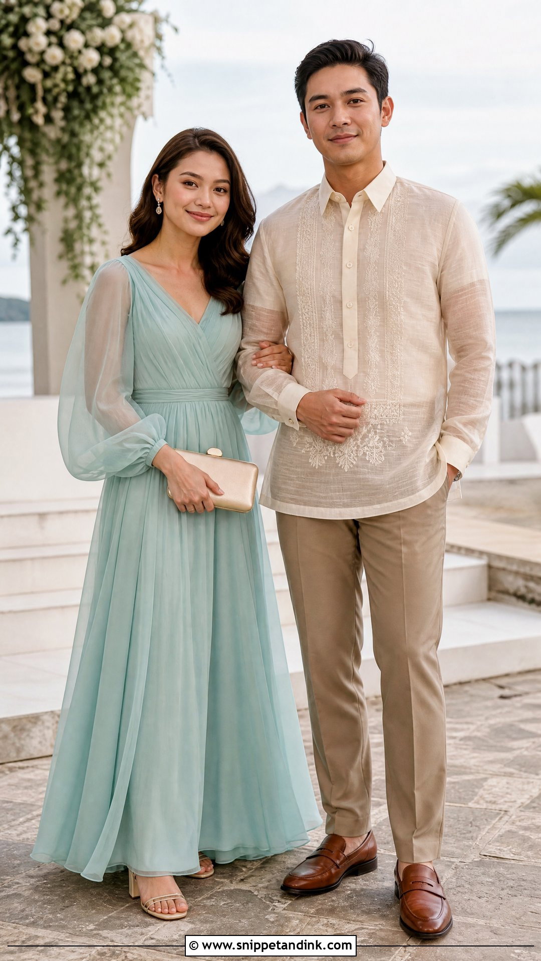 Chiffon Maxi Gown and Jusi Barong - Snippet and Ink - 20 Principal Sponsors Wedding Attire Ideas