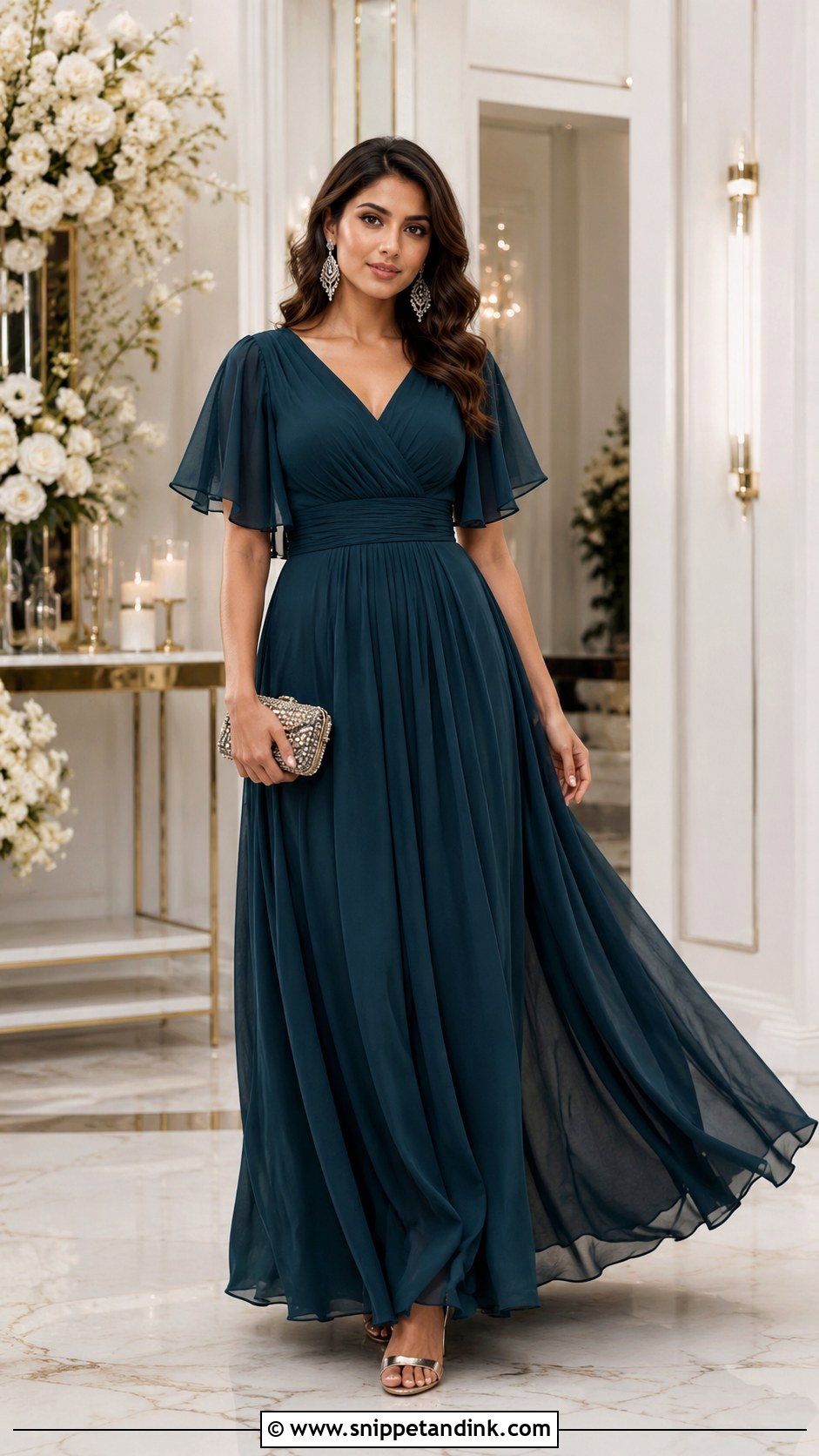 Chiffon Maxi Marriage Party Dress With Metallic Heels - Snippet and Ink - 20 Marriage Party Dresses for Women