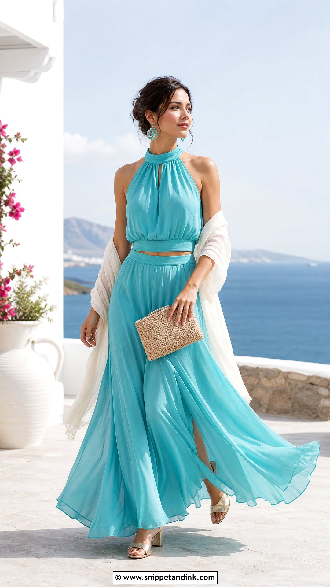 Chiffon Maxi Skirt and Halter Top Wedding Outfit - Snippet and Ink - 20 Skirt and Top Wedding Outfits