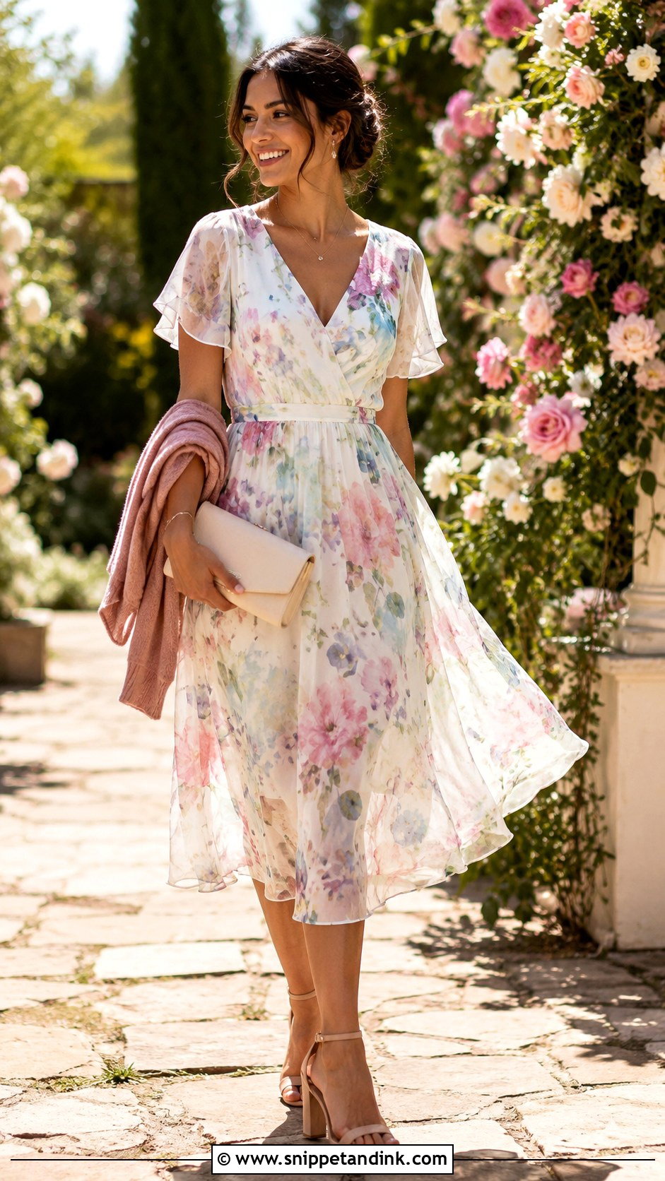 Chiffon Midi Dress Casual Wedding Outfit - Snippet and Ink - 20 Casual Wedding Party Attire Ideas