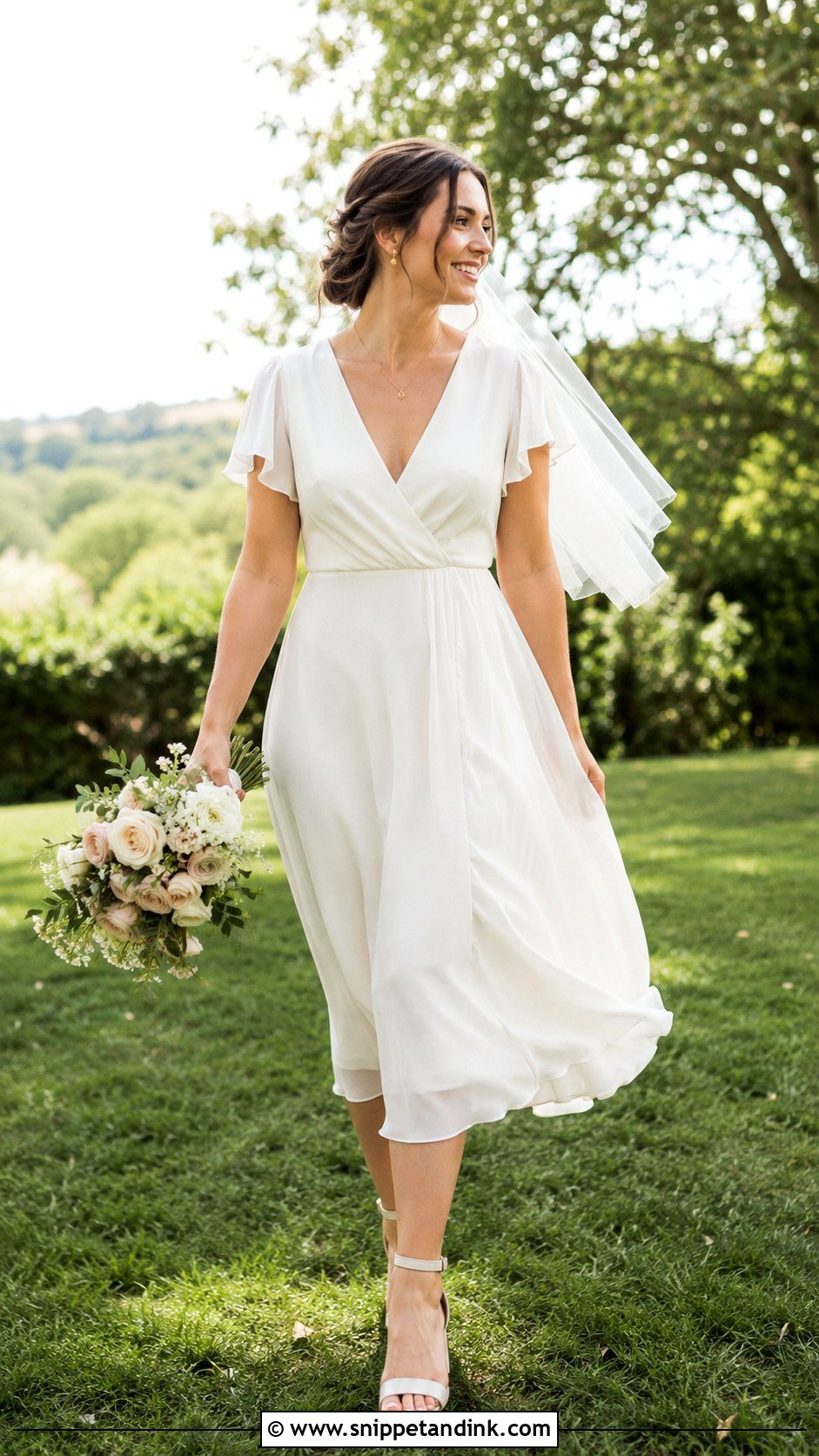 Chiffon Midi Micro Wedding Dress - Snippet and Ink - 20 Micro Wedding Dress Ideas