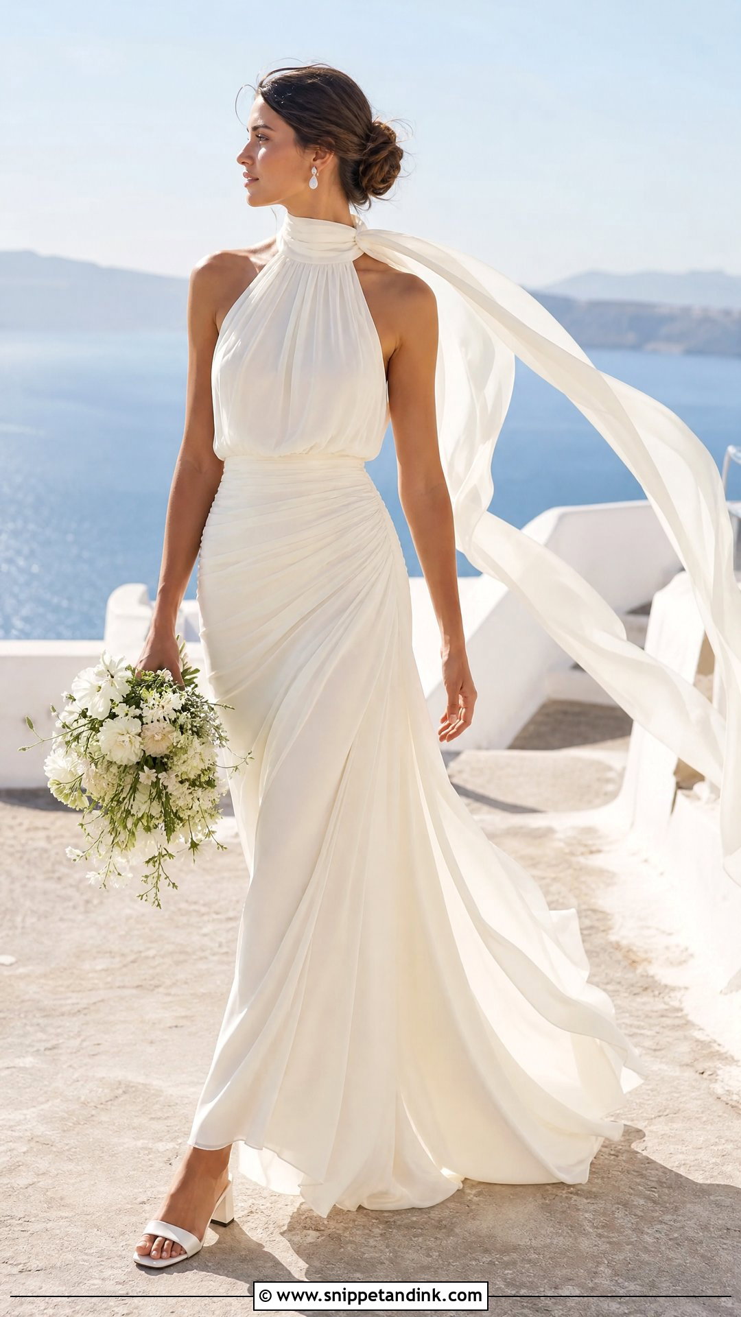Chiffon Neck Scarf Wedding Dress - Snippet and Ink - 20 Neck Scarf Wedding Dresses