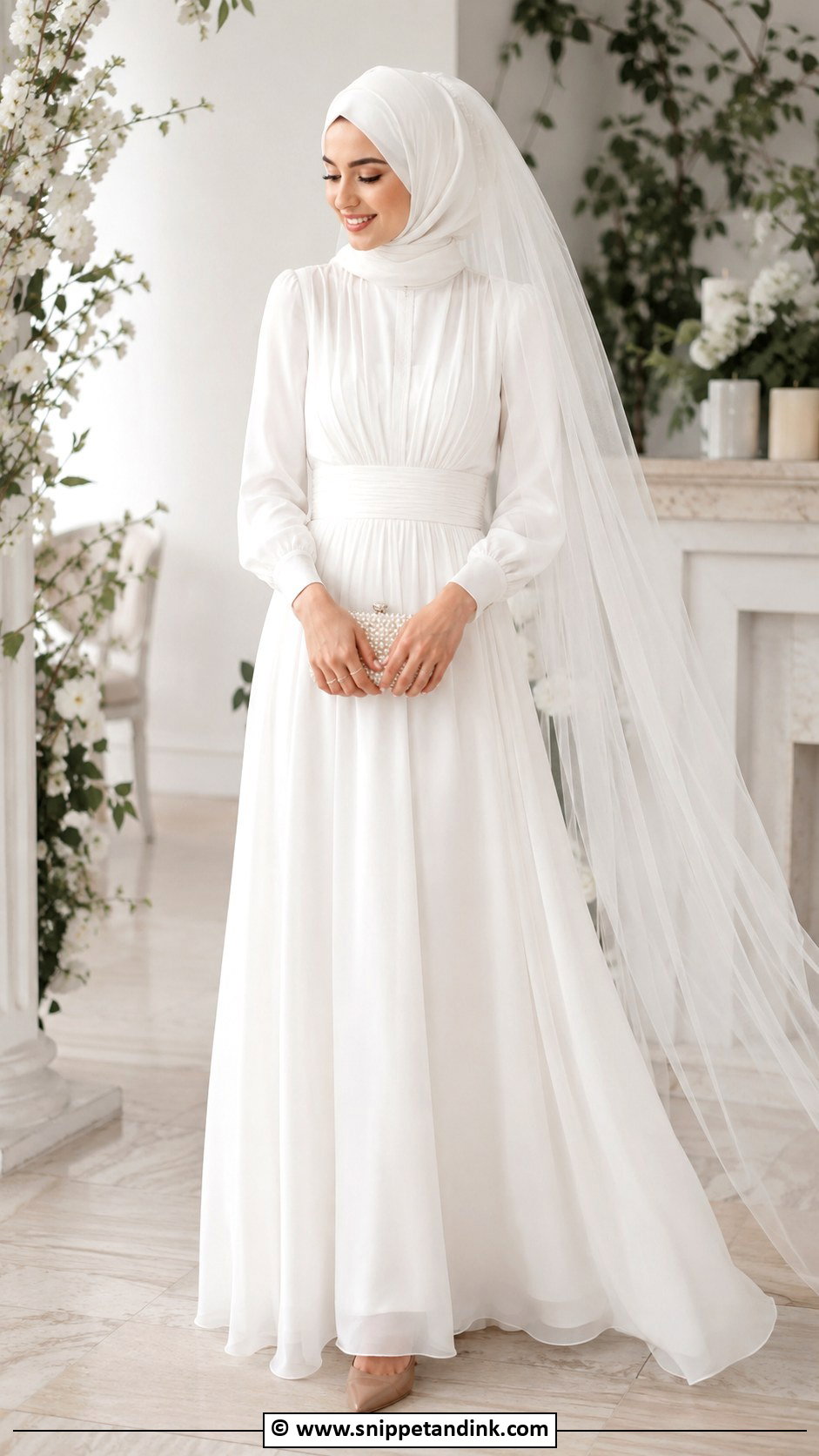 Chiffon Nikah Dress With Veil - Snippet and Ink - 30 Muslim Nikah Dresses