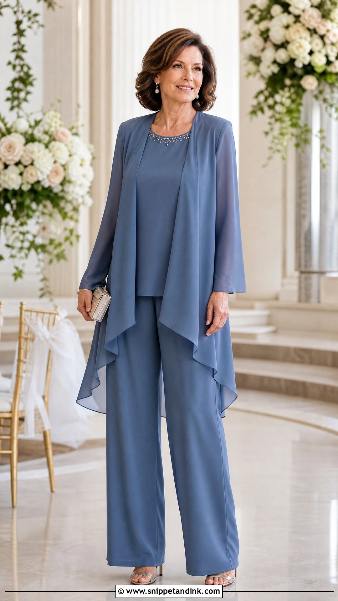 Chiffon Overlay Pantsuit Wedding Outfit - Snippet and Ink - 25 Dressy Pants Outfits for Wedding