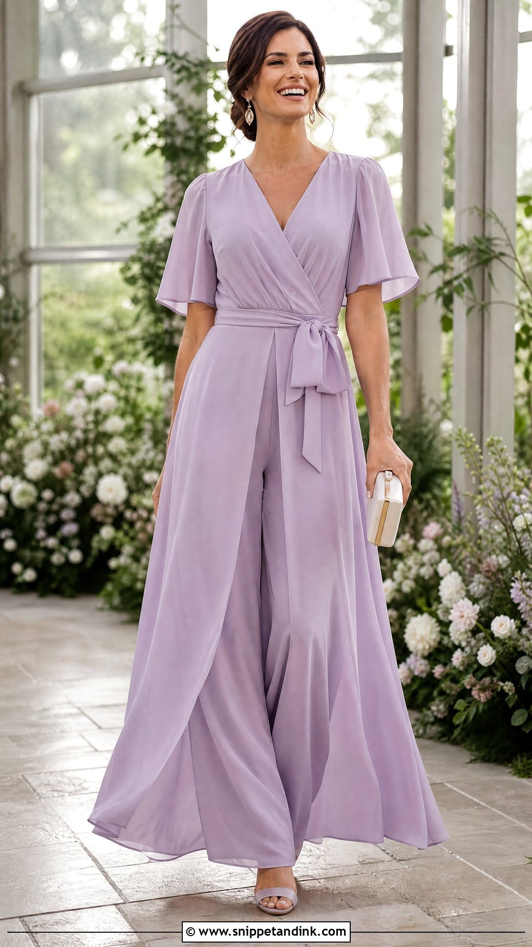 Chiffon Pants And Wrap Top Wedding Outfit - Snippet and Ink - 20 Wedding Outfit Pants Women Ideas