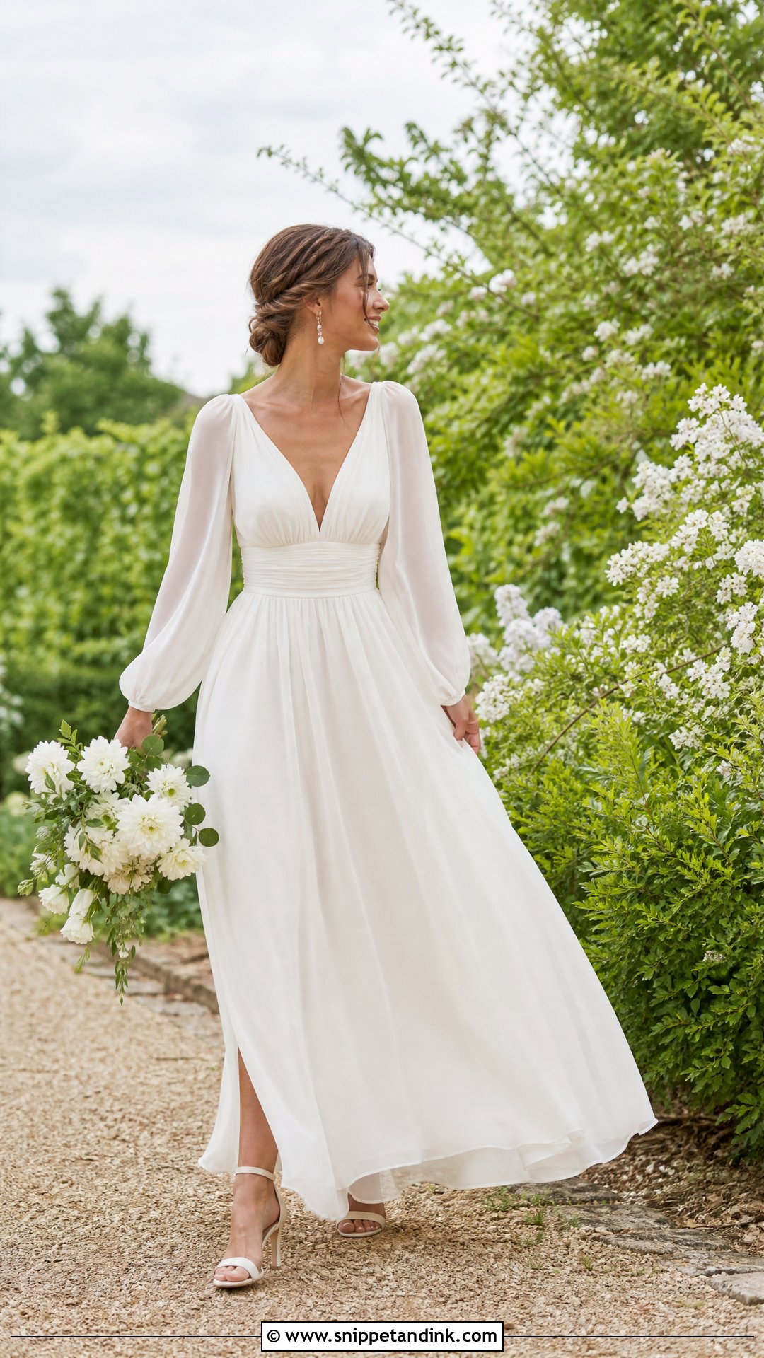 Chiffon Puff Sleeve Wedding Dress - Snippet and Ink - 20 Wedding Dress Puff Sleeves