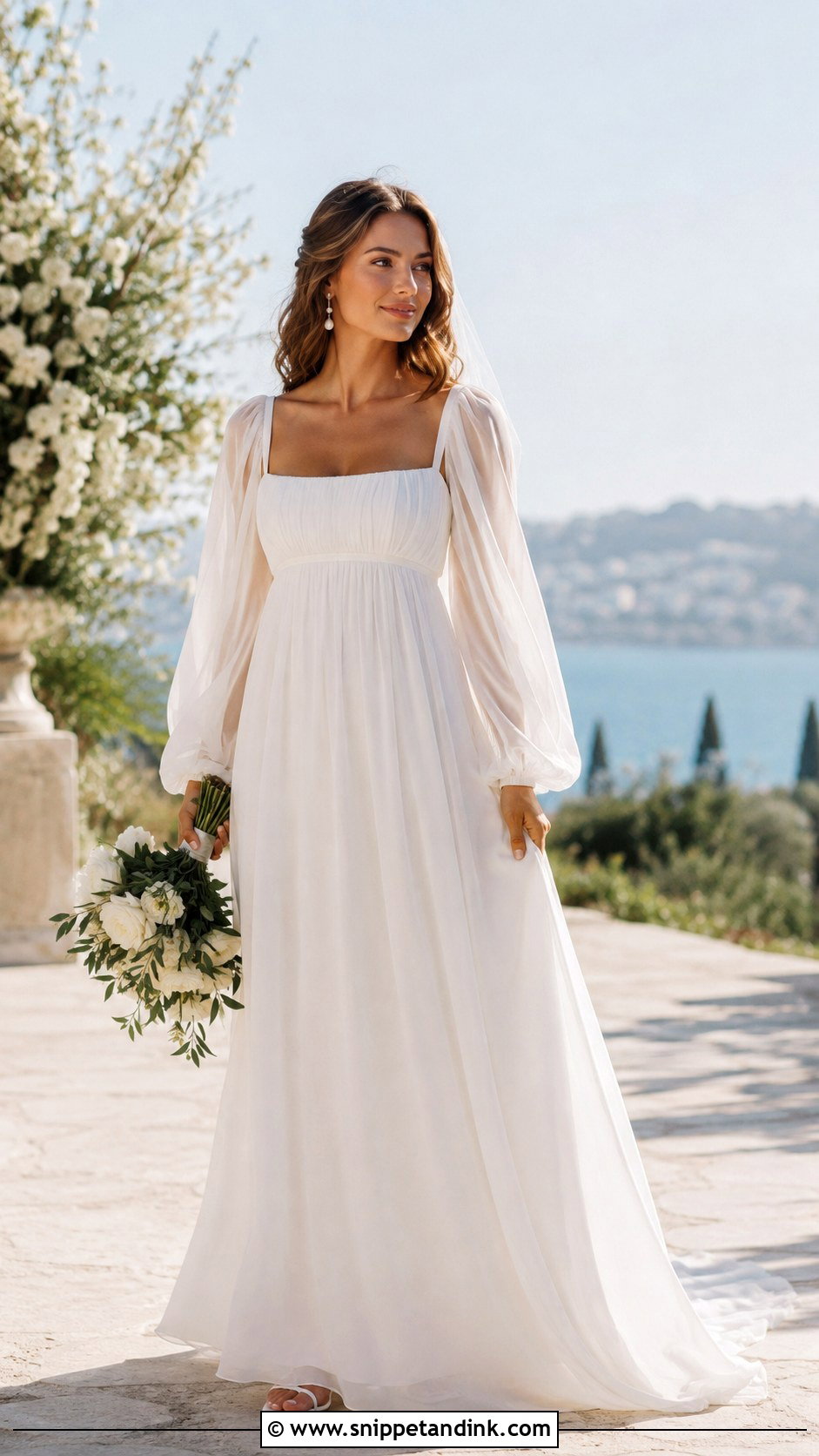 Chiffon Puff Sleeve Wedding Dress - Snippet and Ink - 25 Puffy Sleeve Wedding Dress Ideas