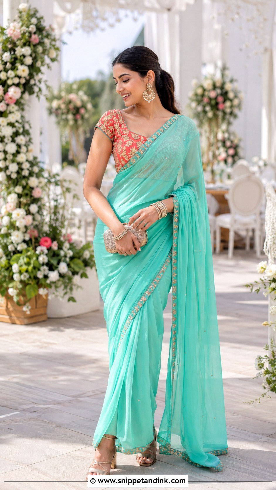 Chiffon Saree Outfit For Summer Wedding - Snippet and Ink - 20 Indian Siders Wedding Outfits