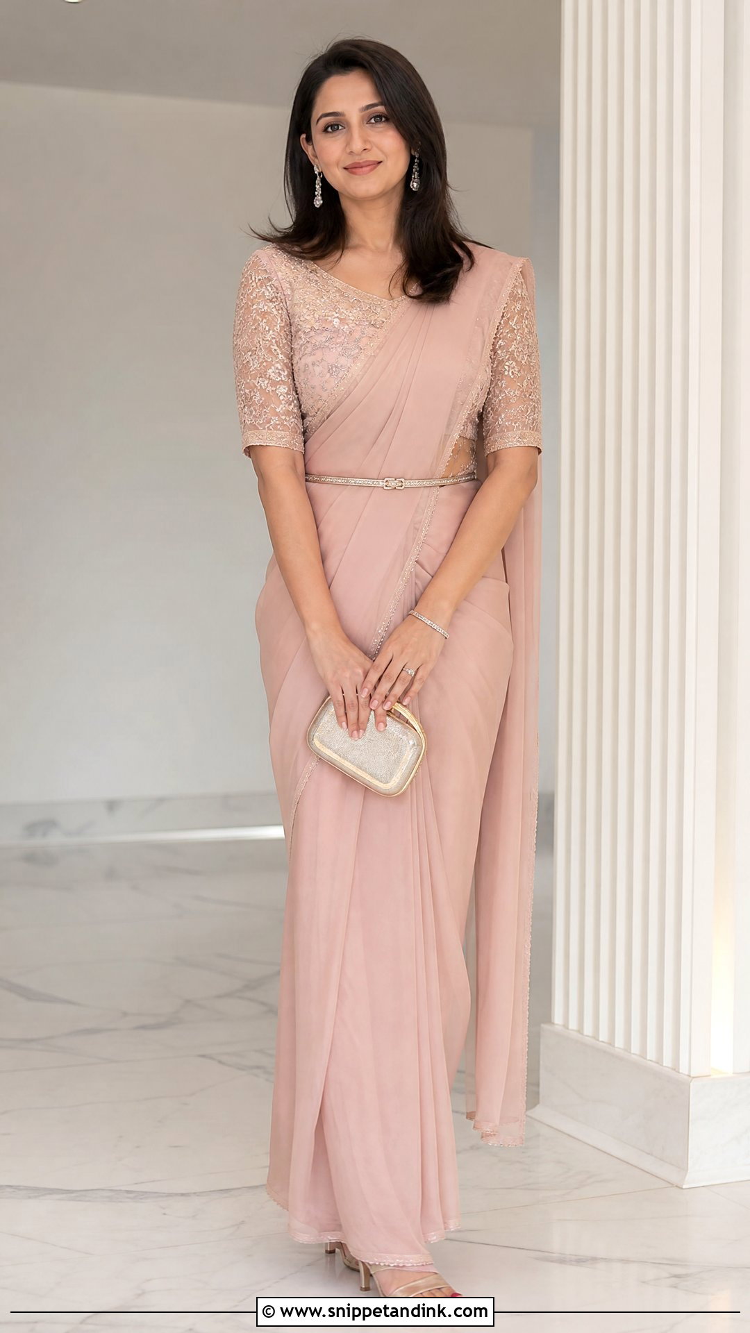 Chiffon Saree With Embroidered Blouse - Snippet and Ink - 20 South Asian Clothes Ideas