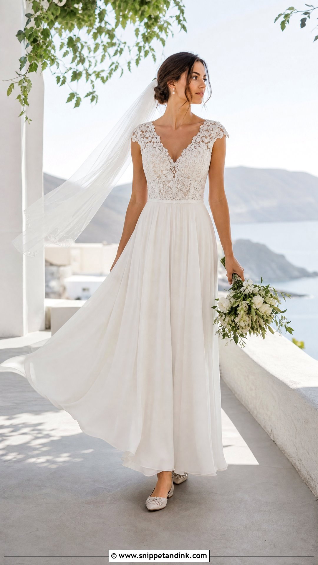Chiffon Skirt Lace Top Wedding Dress - Snippet and Ink - 25 Lace Top Wedding Dress Ideas