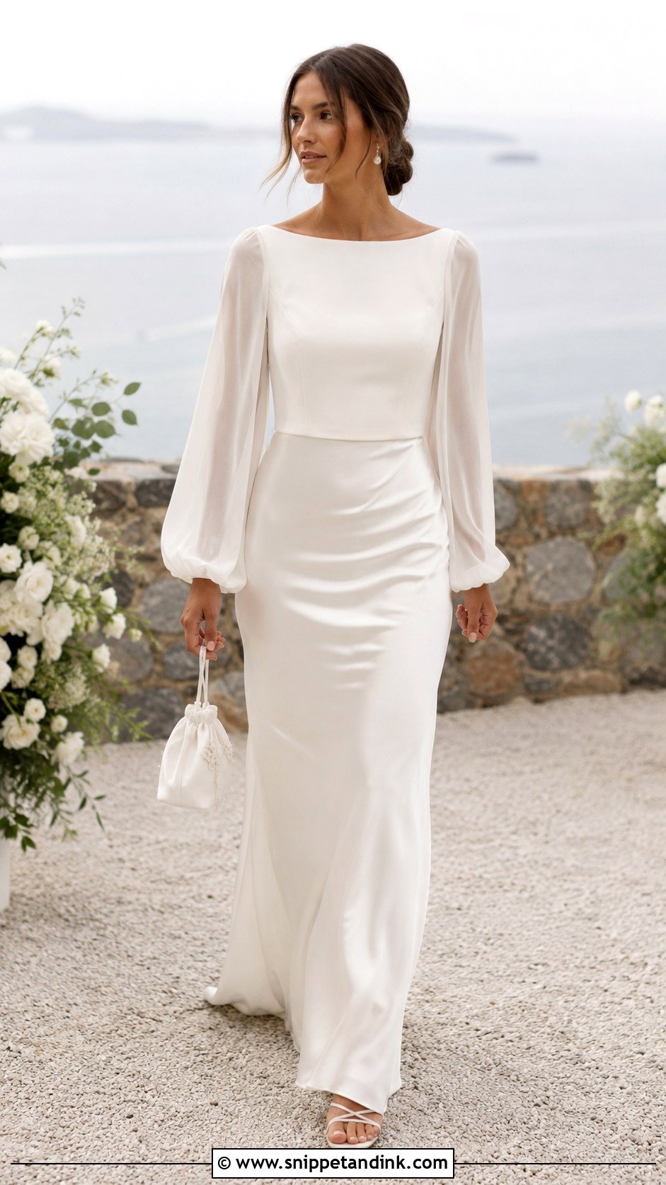 Chiffon Sleeve Bridal Top With Slip Skirt - Snippet and Ink - 20 Bridal Tops Ideas
