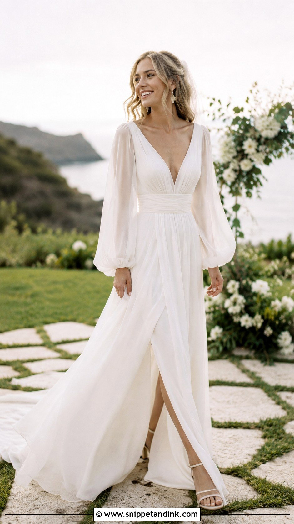 Chiffon Sleeve Wedding Dress - Snippet and Ink - 30 Wedding Dresses Sleeves