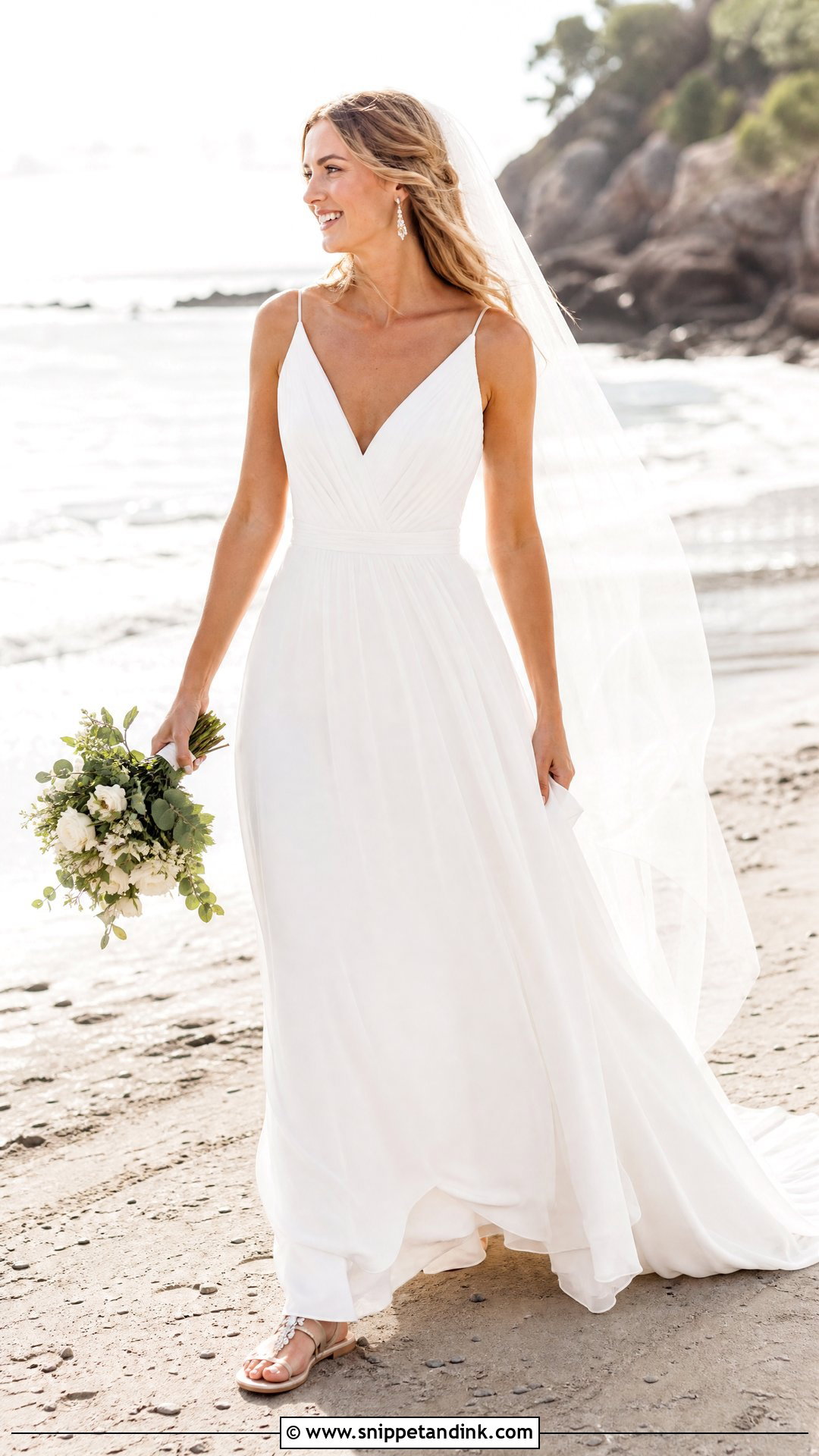 Chiffon Sleeveless Beach Wedding Dress - Snippet and Ink - 20 Wedding Dresses No Sleeves