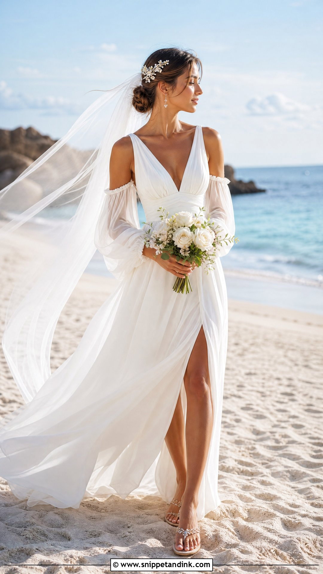 Chiffon Sleeves With Beach Wedding Dress - Snippet and Ink - 20 Wedding Sleeves Detachable