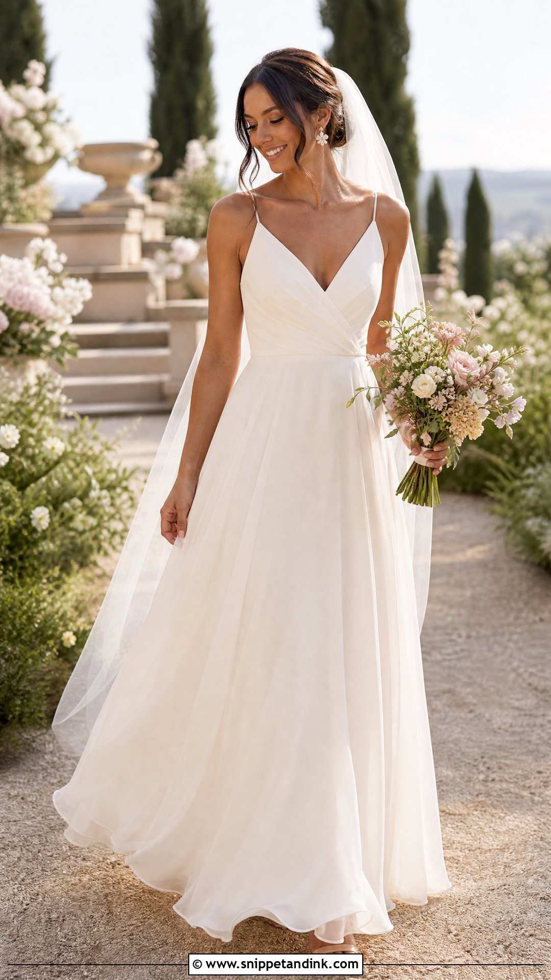 Chiffon Spaghetti Strap Wedding Dress - Snippet and Ink - 20 Simple Spaghetti Strap Wedding Dress Ideas