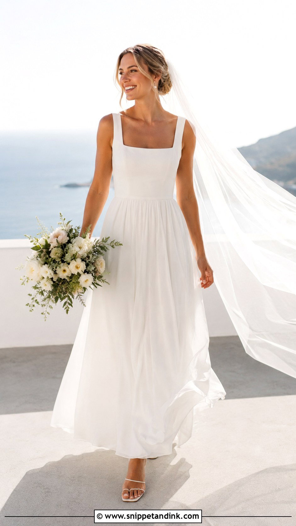 Chiffon Square Neck A Line Wedding Dress - Snippet and Ink - 20 Square Neck a Line Wedding Dress Ideas
