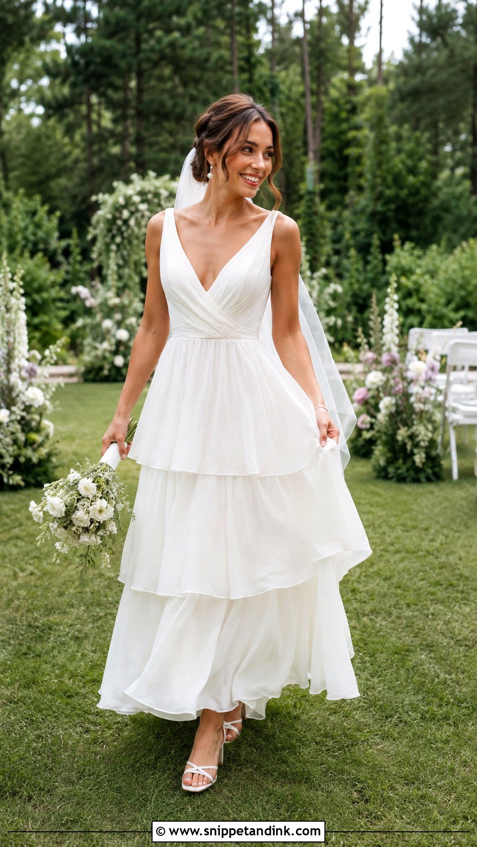 Chiffon Tiered Layered Skirt Wedding Dress - Snippet and Ink - 20 Layered Skirt Wedding Dress Ideas