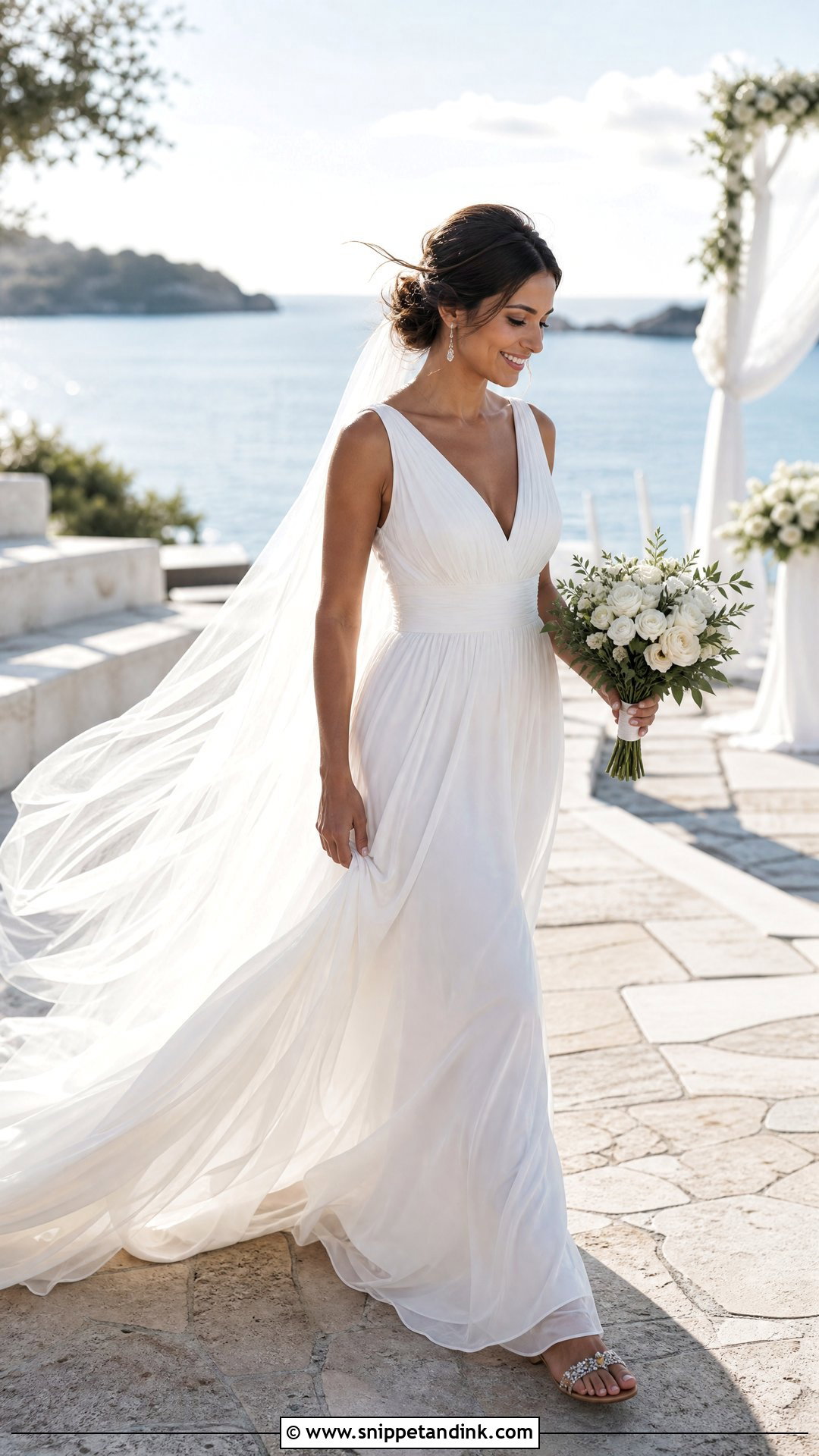 Chiffon Train Beach Wedding Dress - Snippet and Ink - 25 Bridal Train Ideas