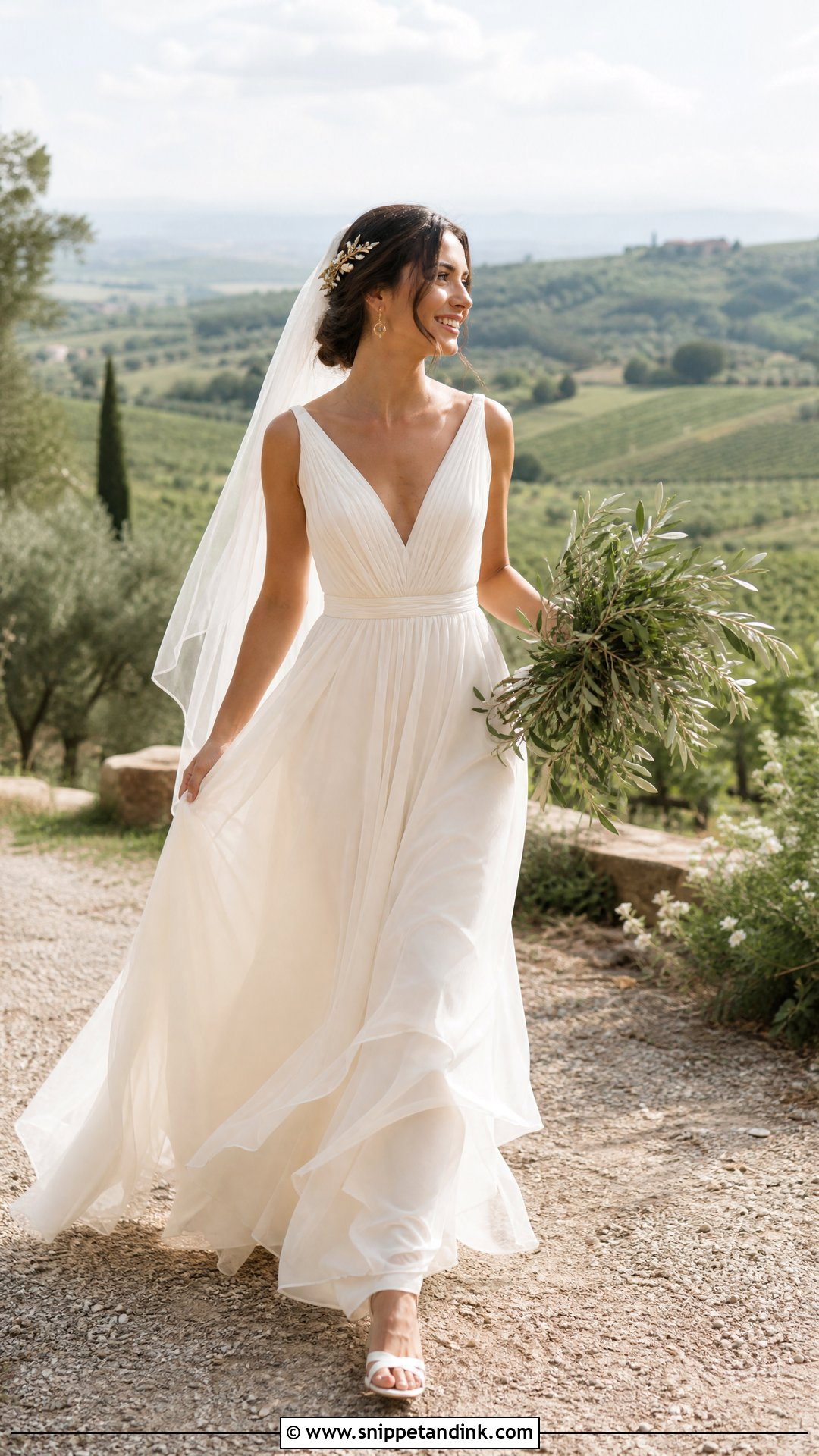 Chiffon Tuscan Wedding Dress - Snippet and Ink - 20 Tuscan Wedding Dress Ideas