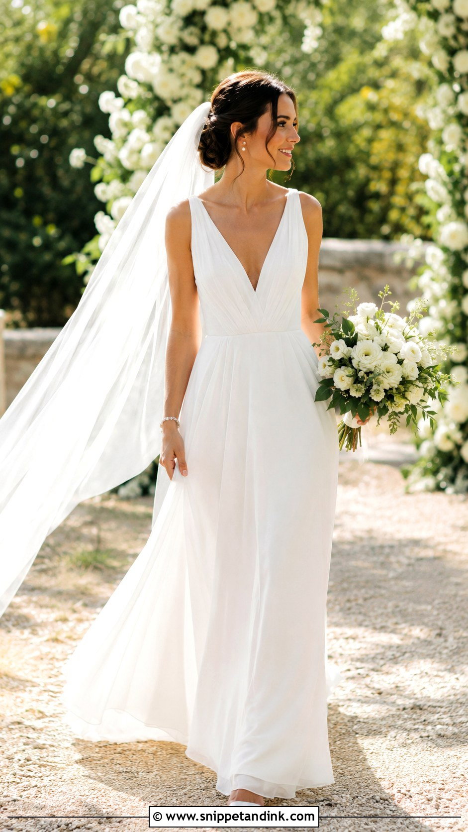 Chiffon V Neck Wedding Dress - Snippet and Ink - 30 Chiffon Wedding Dress Ideas