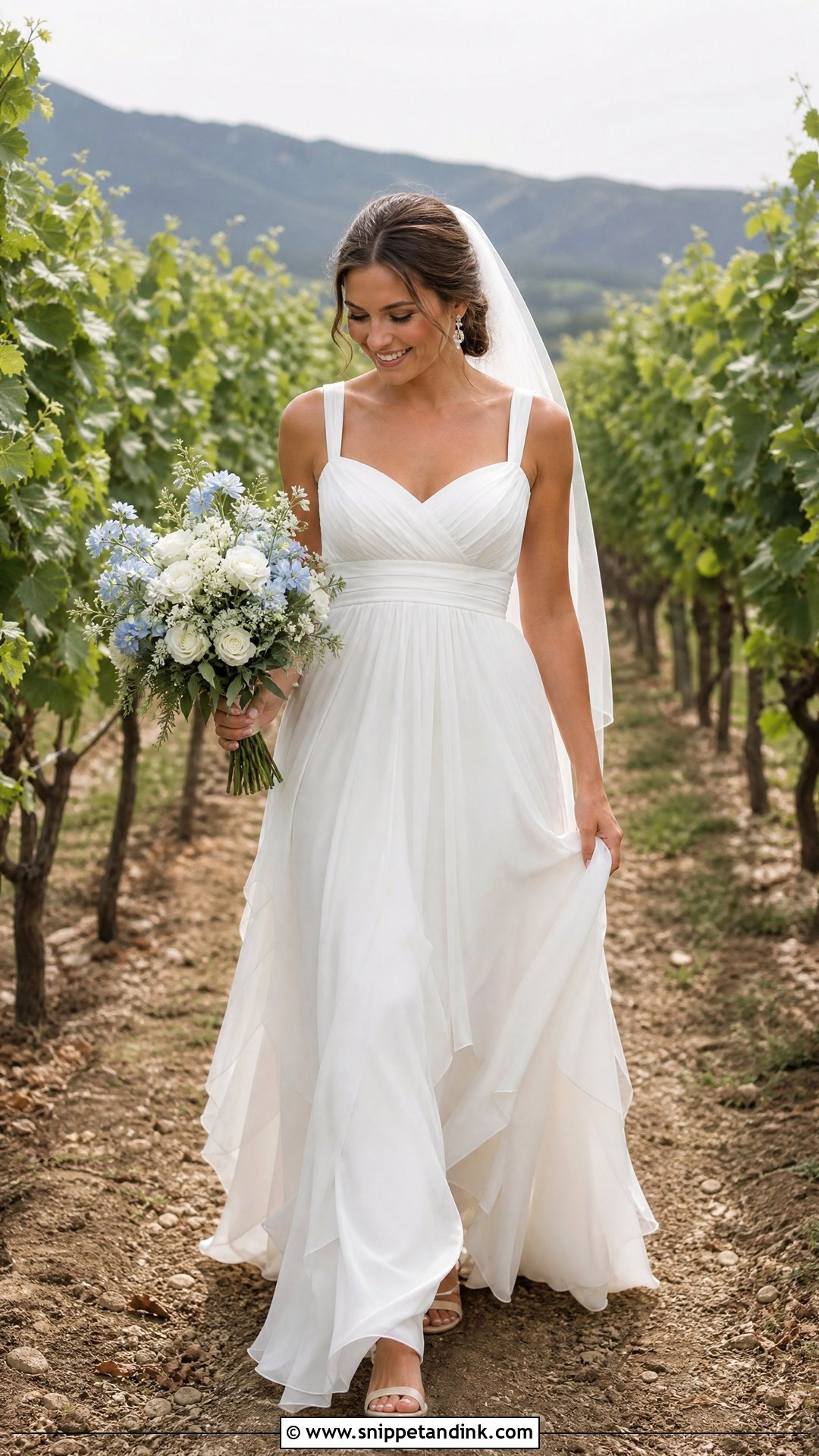 Chiffon Vineyard Wedding Dress - Snippet and Ink - 20 Vineyard Wedding Dress Ideas