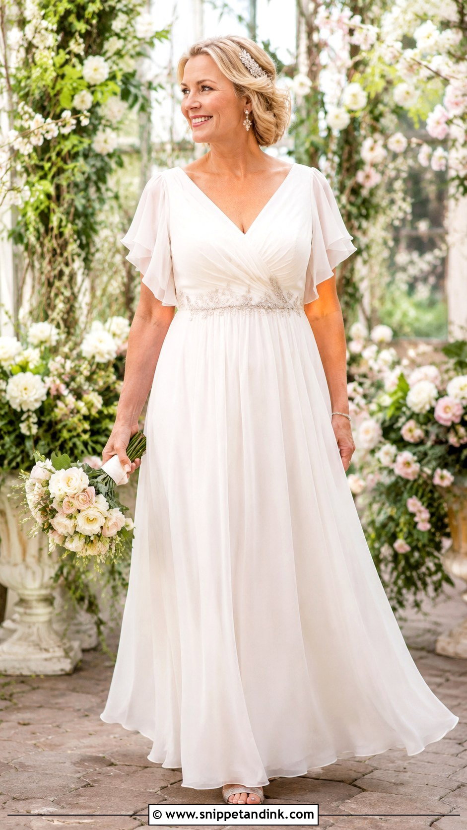 Chiffon Wedding Dress For Women Over 50 - Snippet and Ink - 25 Over 50 Wedding Dress Ideas