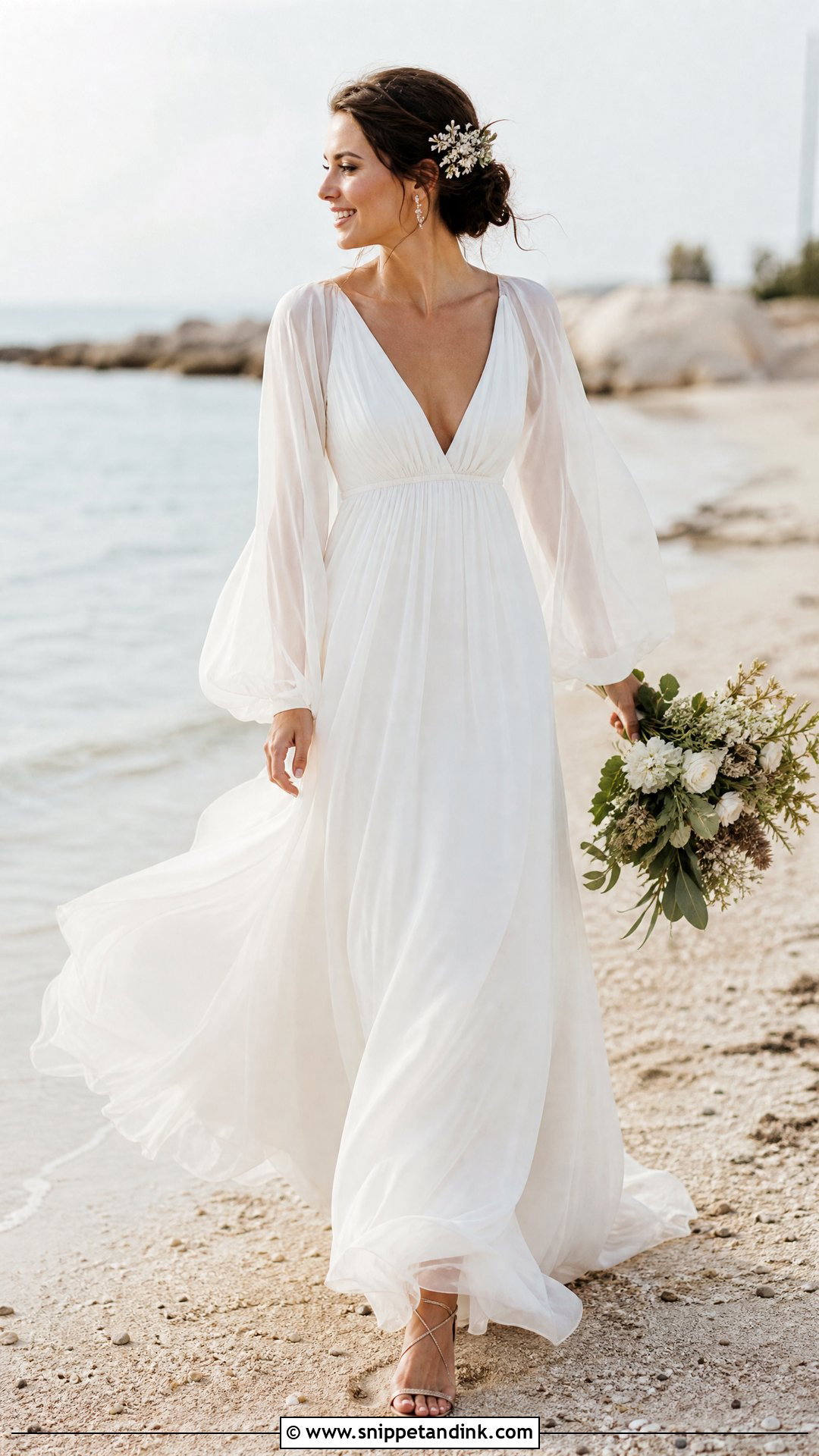 Chiffon Wedding Dress With Bell Sleeves - Snippet and Ink - 20 Wedding Dress with Bell Sleeves