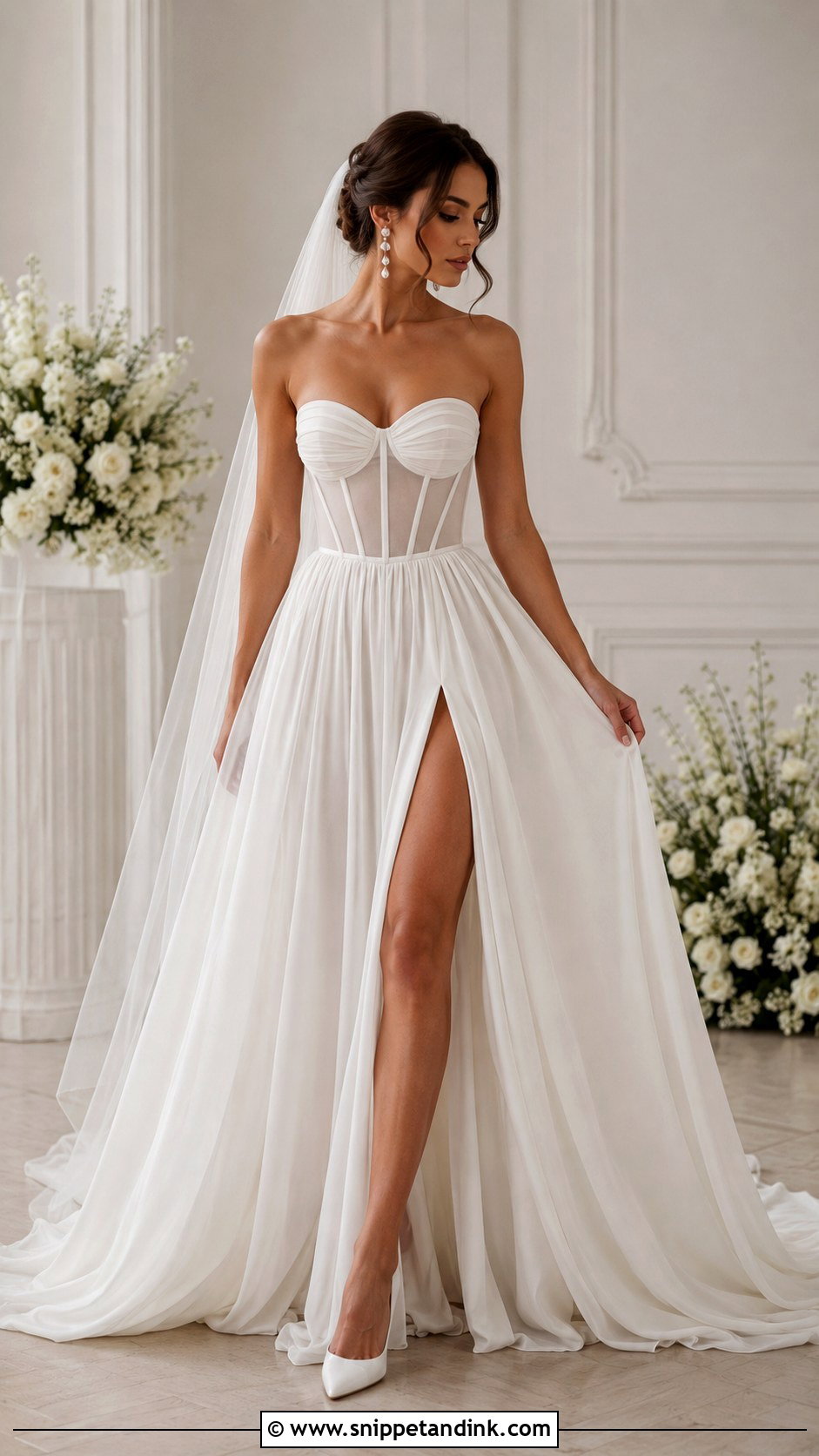 Chiffon Wedding Dress With Corset Bodice - Snippet and Ink - 30 Chiffon Wedding Dress Ideas