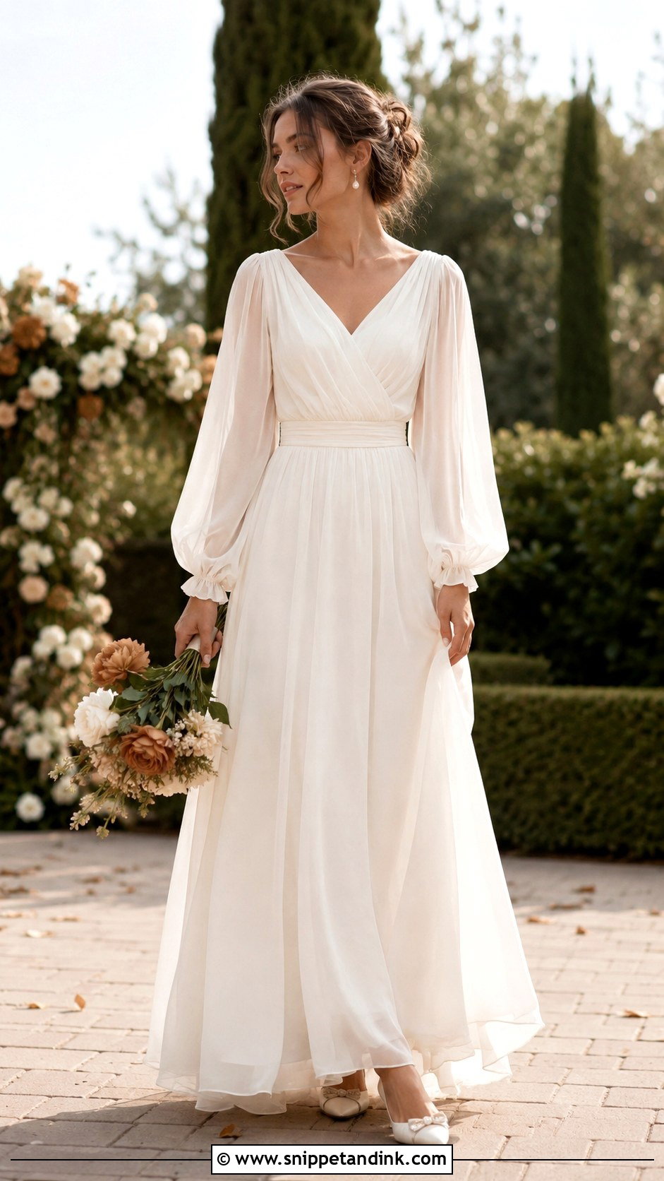 Chiffon Wedding Dress With Detachable Sleeves - Snippet and Ink - 30 Chiffon Wedding Dress Ideas