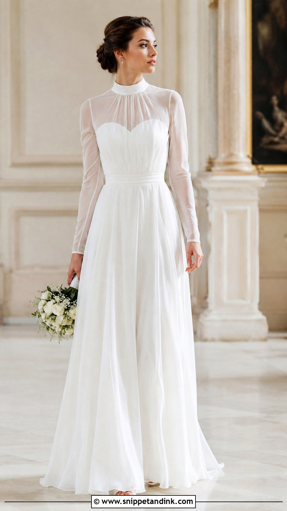 Chiffon Wedding Dress With High Neck - Snippet and Ink - 30 Chiffon Wedding Dress Ideas